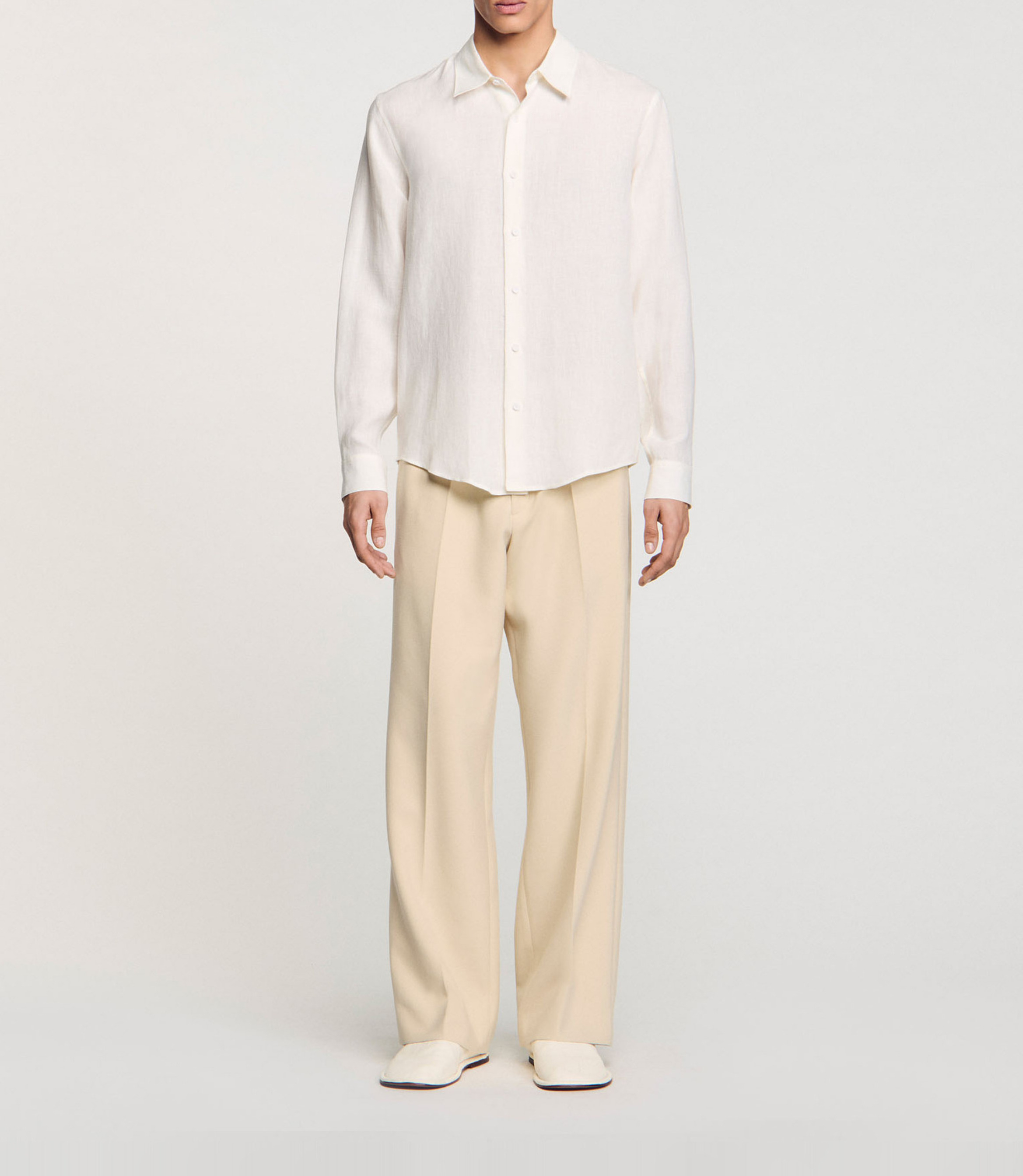 Chemise droite en lin SANDRO Beige