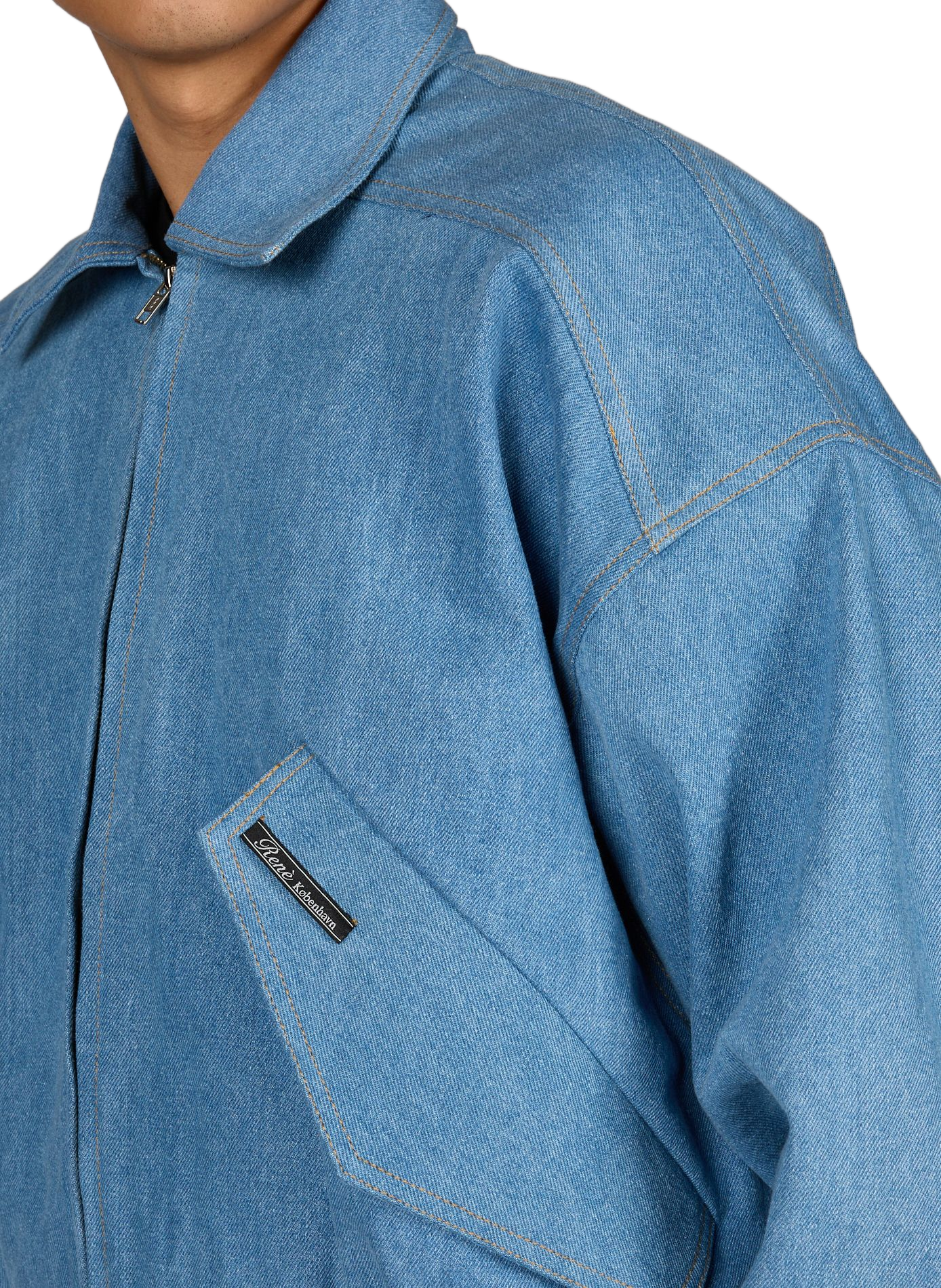 Bómber con mangas anchas de algodón. Azul
