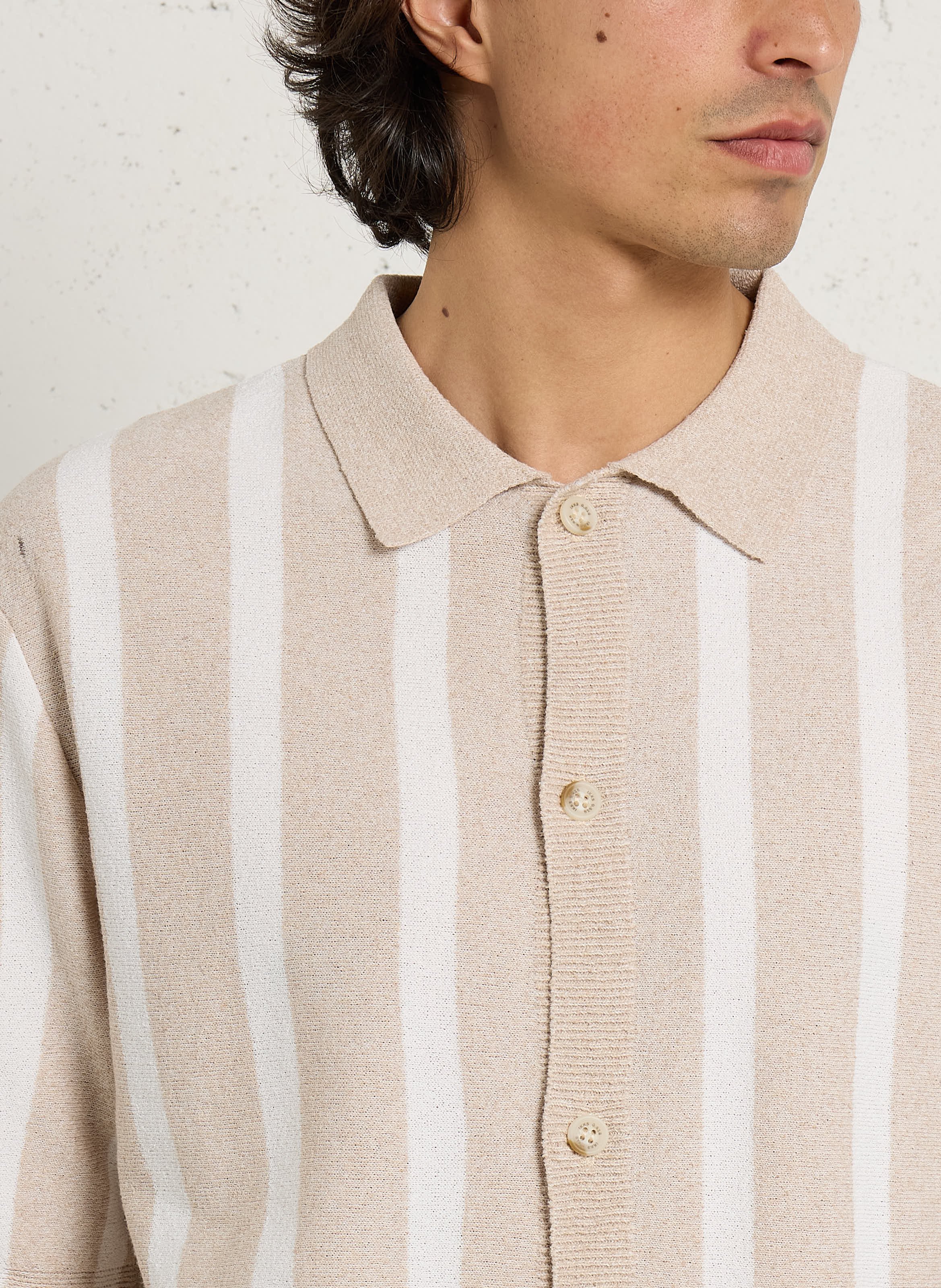 Chemise col classique en coton mélangé IKKS Beige