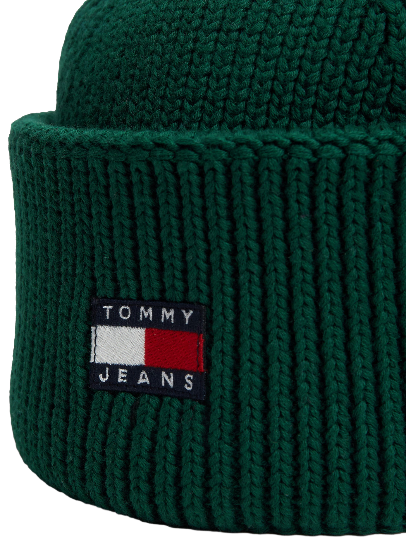 Short ribbed Heritage beanie with logo TOMMY HILFIGER Green