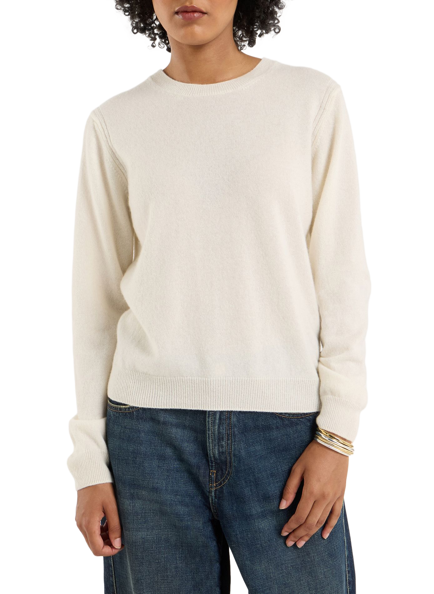 Einfarbiges Wollpullover mit Rundhalsausschnitt SAISON 1865 Beige
