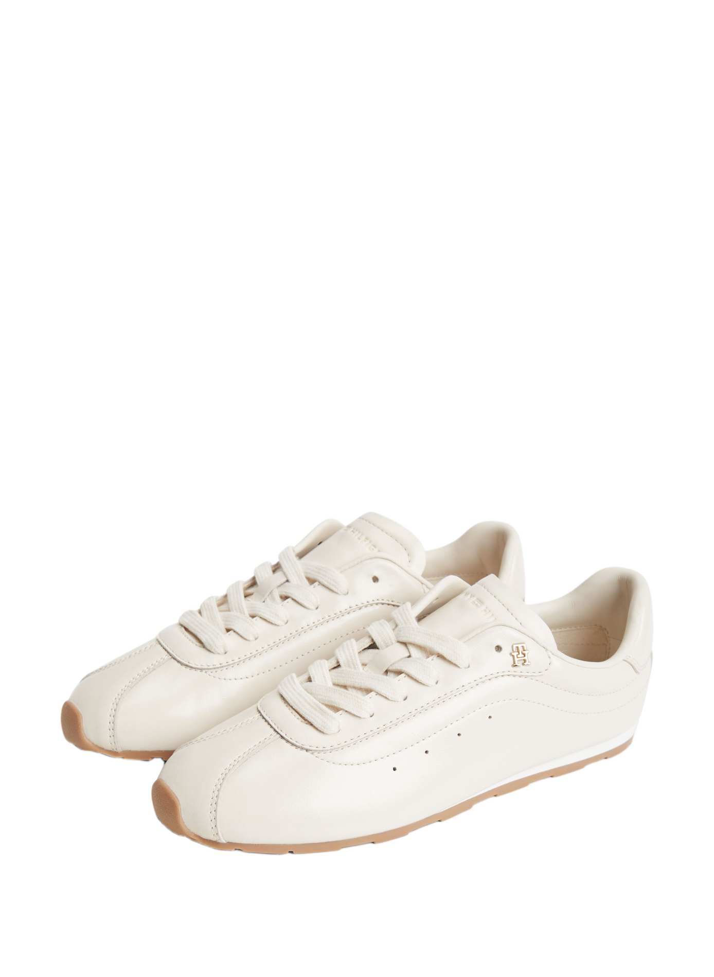 Baskets Bella à détail métallique en cuir TOMMY HILFIGER Beige