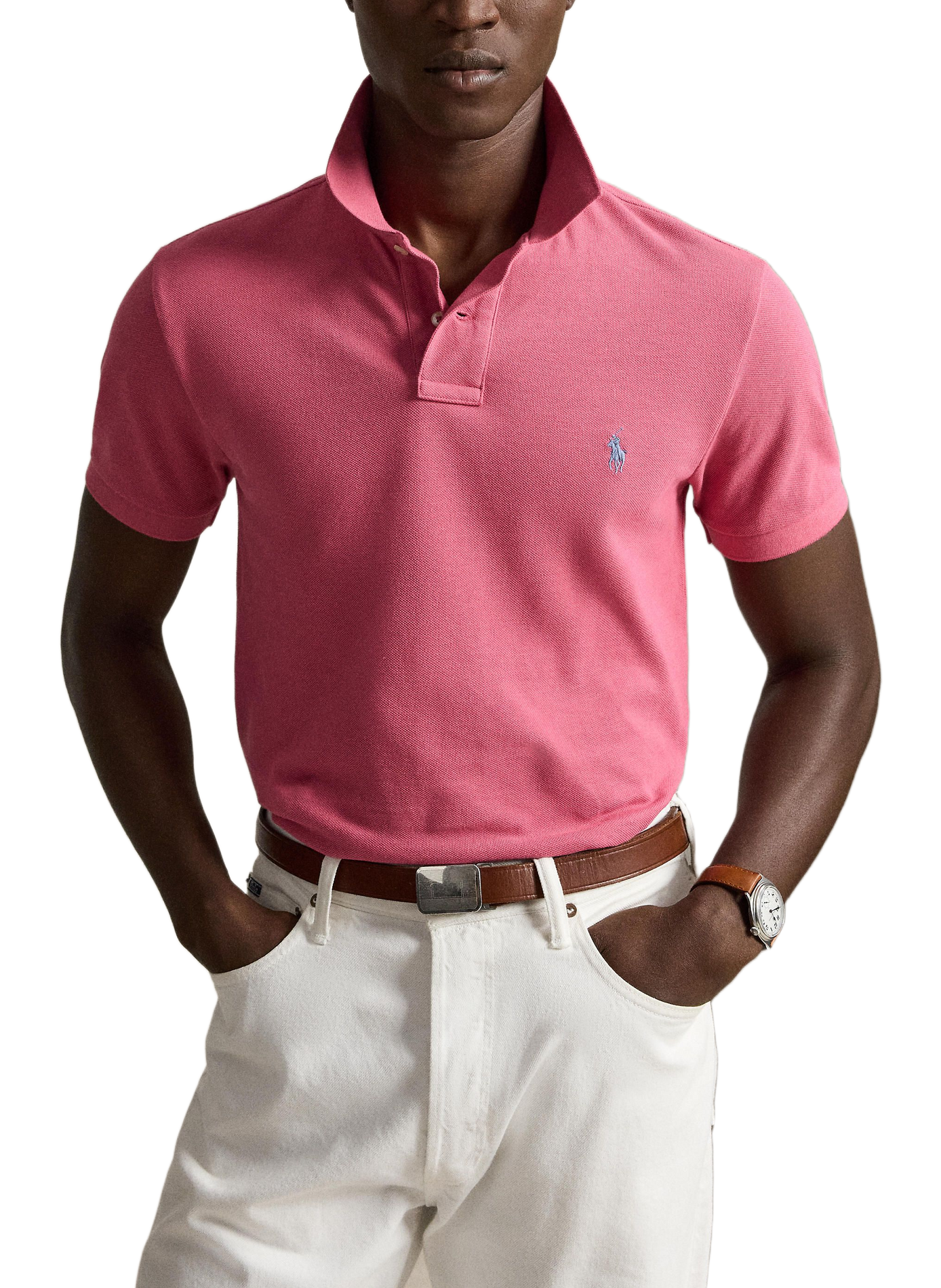 Polo droit en piqué de coton POLO RALPH LAUREN Rose