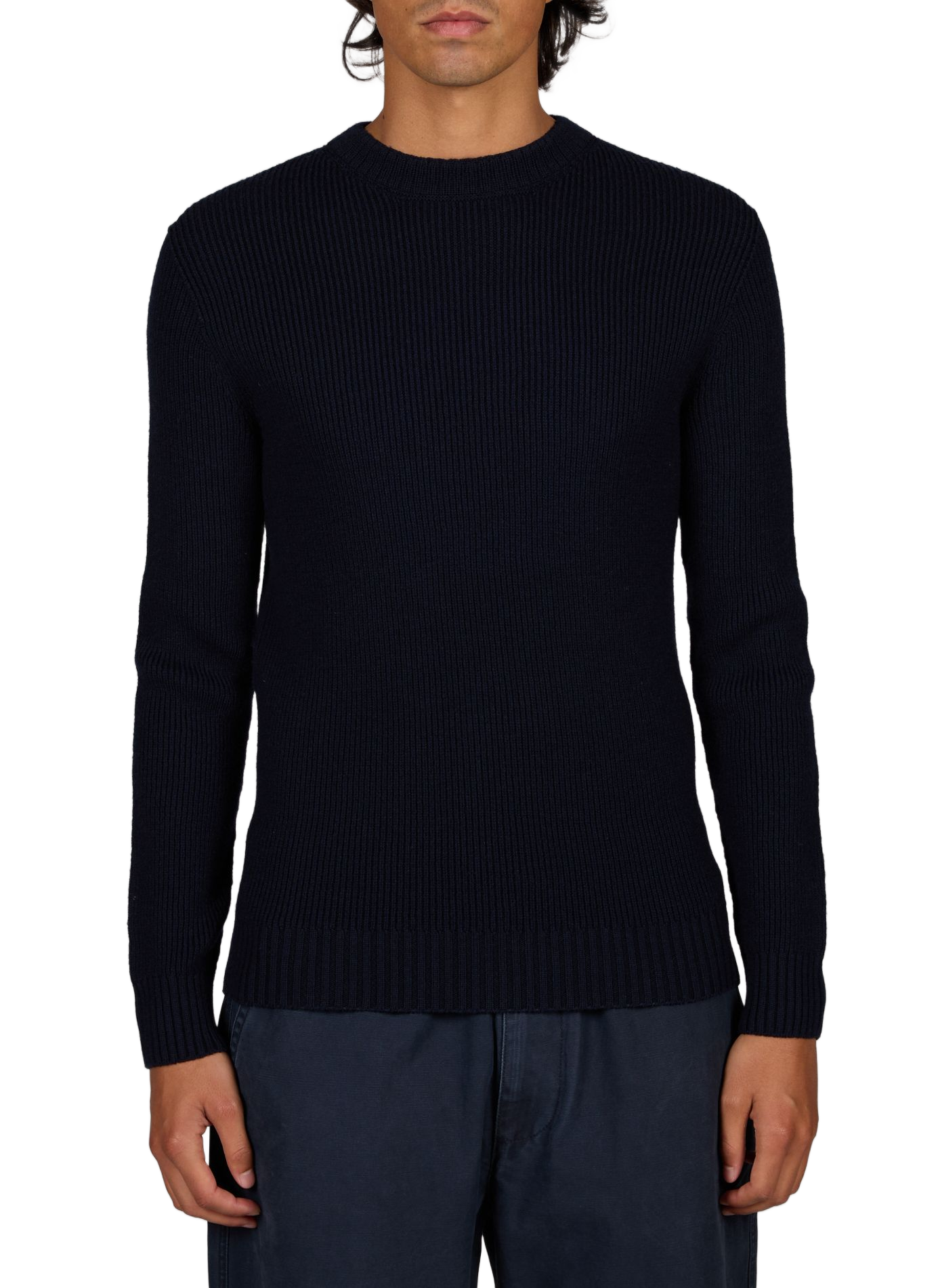 Ribbed Wool Chevrets Pullover CÉZEMBRE Blue