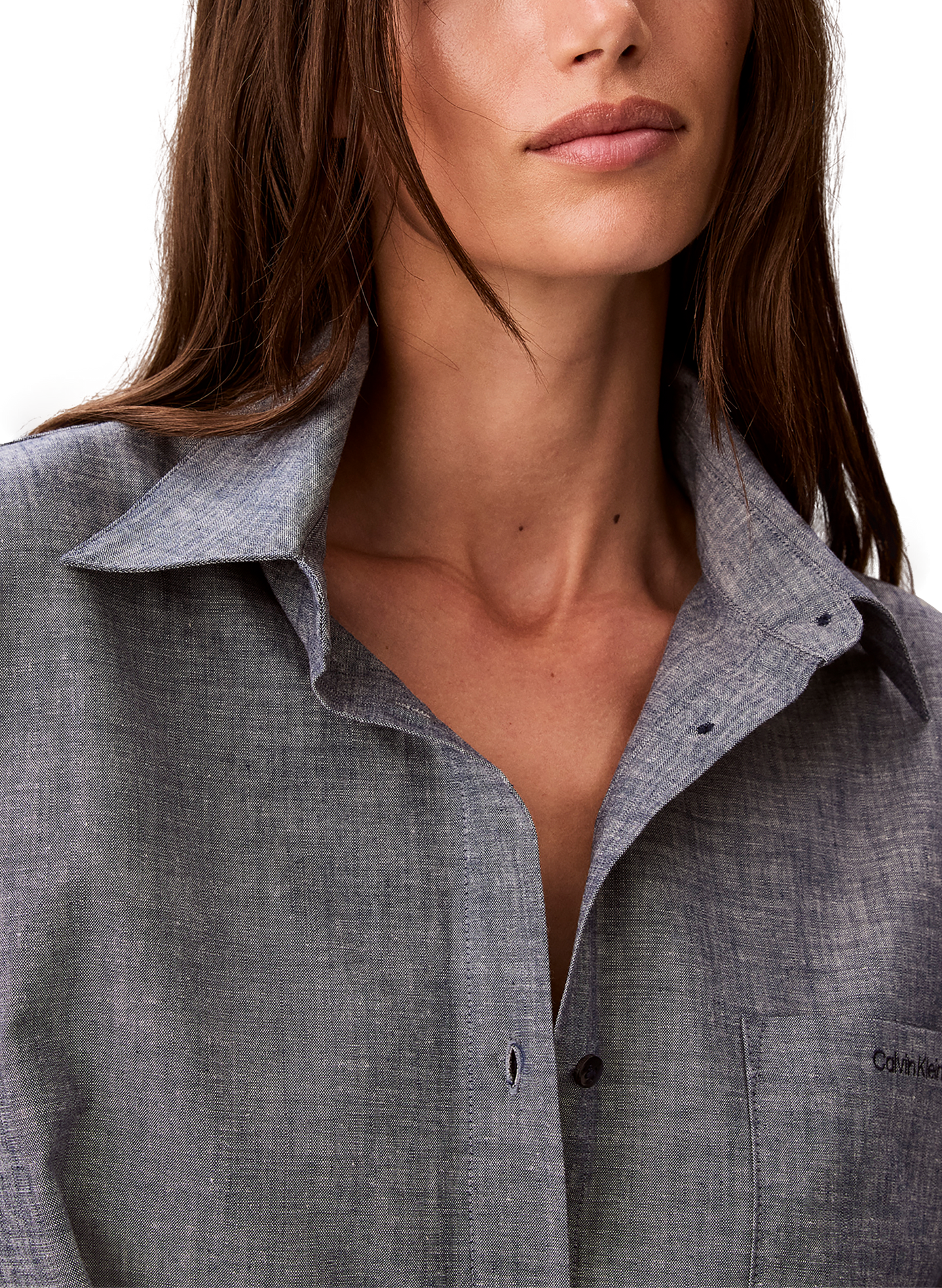 Chemise ample col classique en coton CALVIN KLEIN Bleu