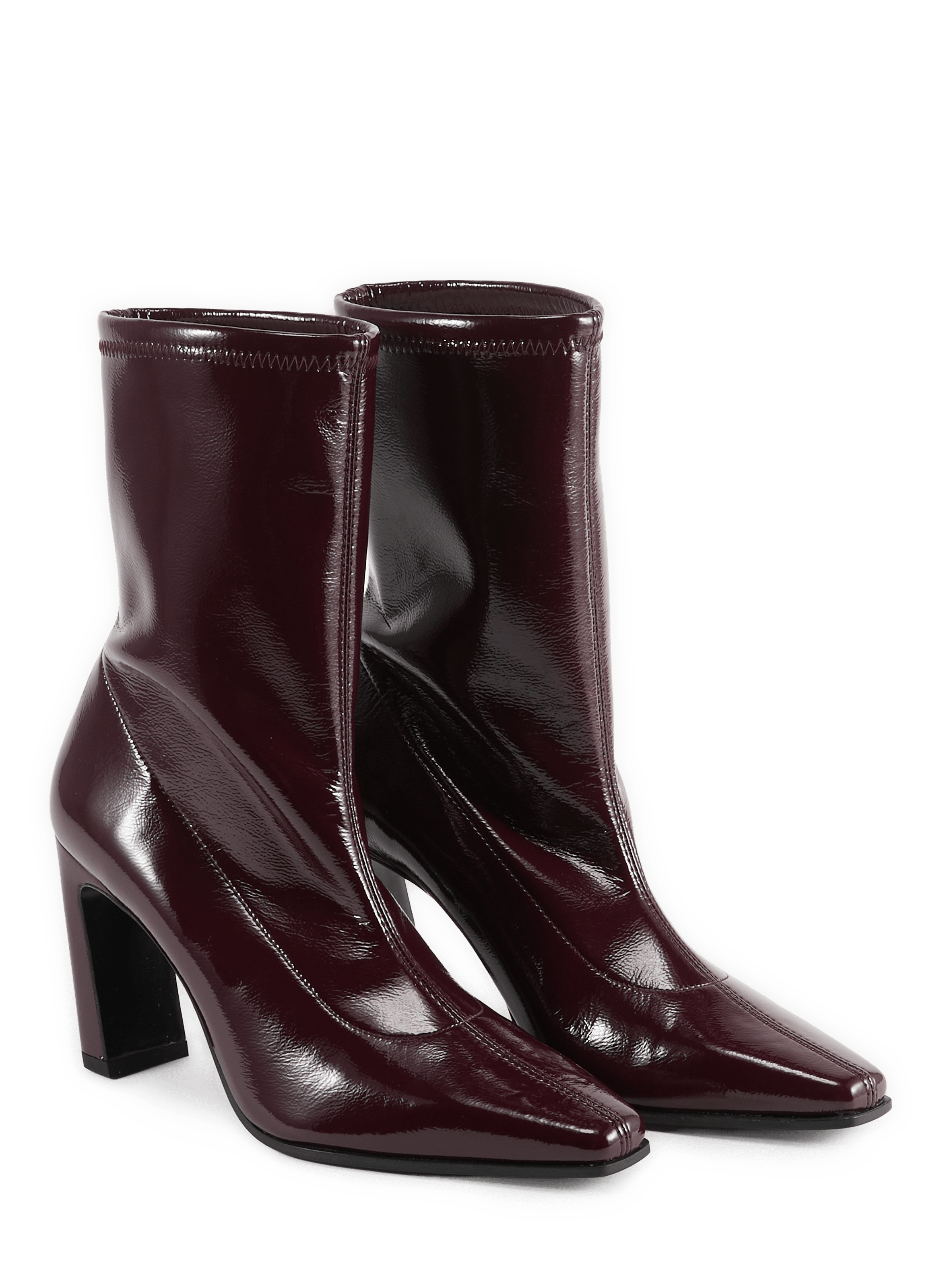 Patent STASSI ankle boots with square toes STUART WEITZMAN Purple