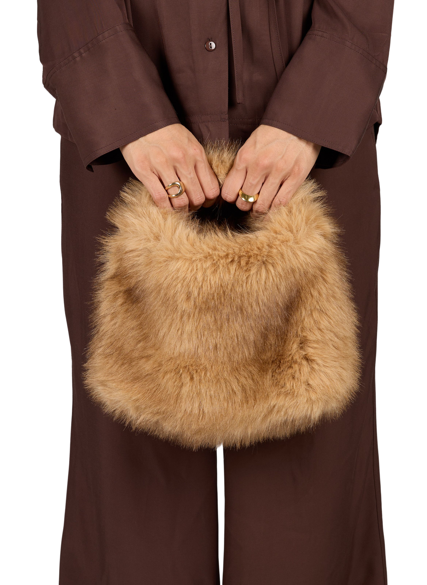 Handtasche aus Kunstpelz BELLEROSE Beige
