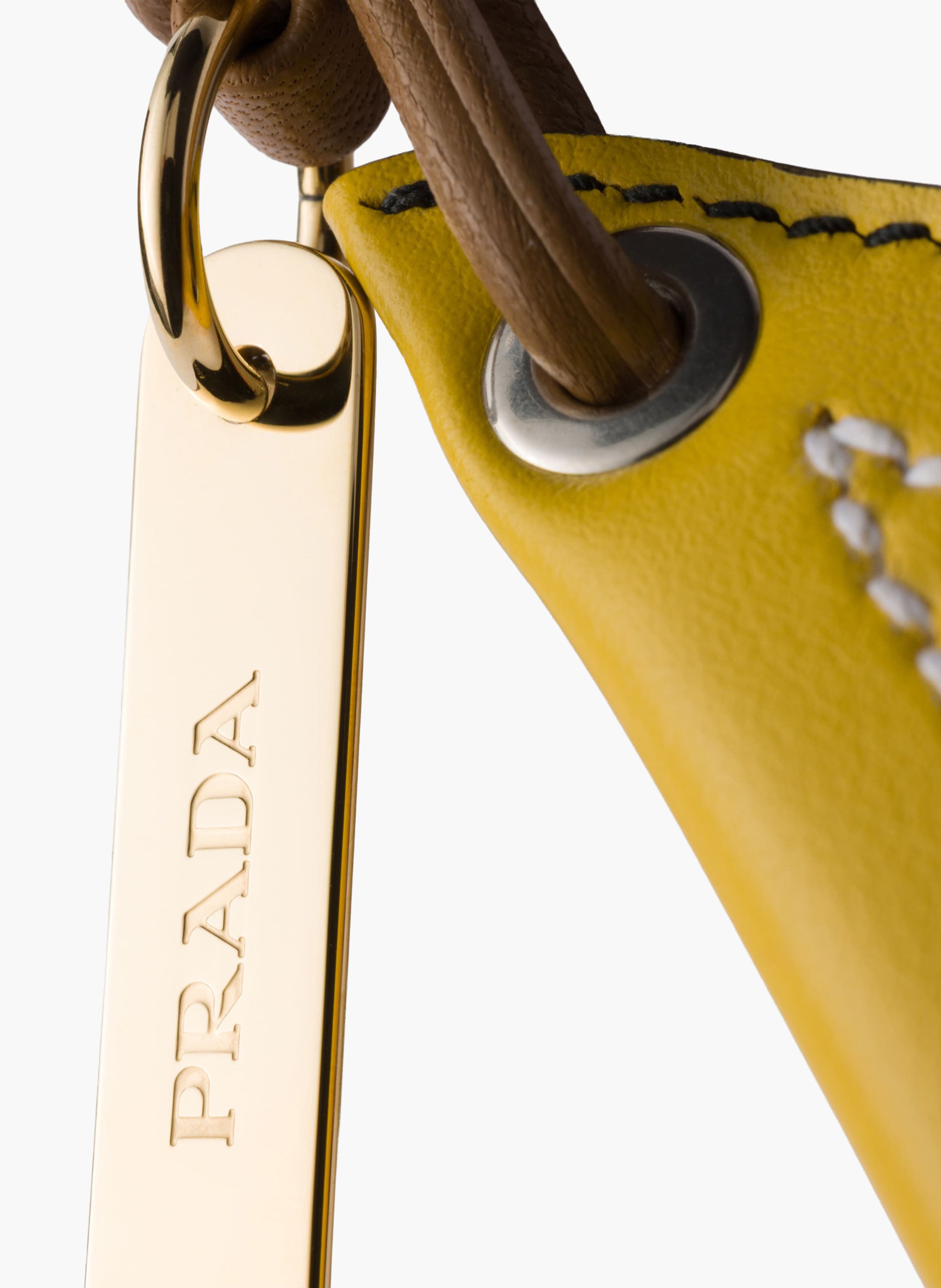 Pendentif porte-clés en cuir PRADA Blanc