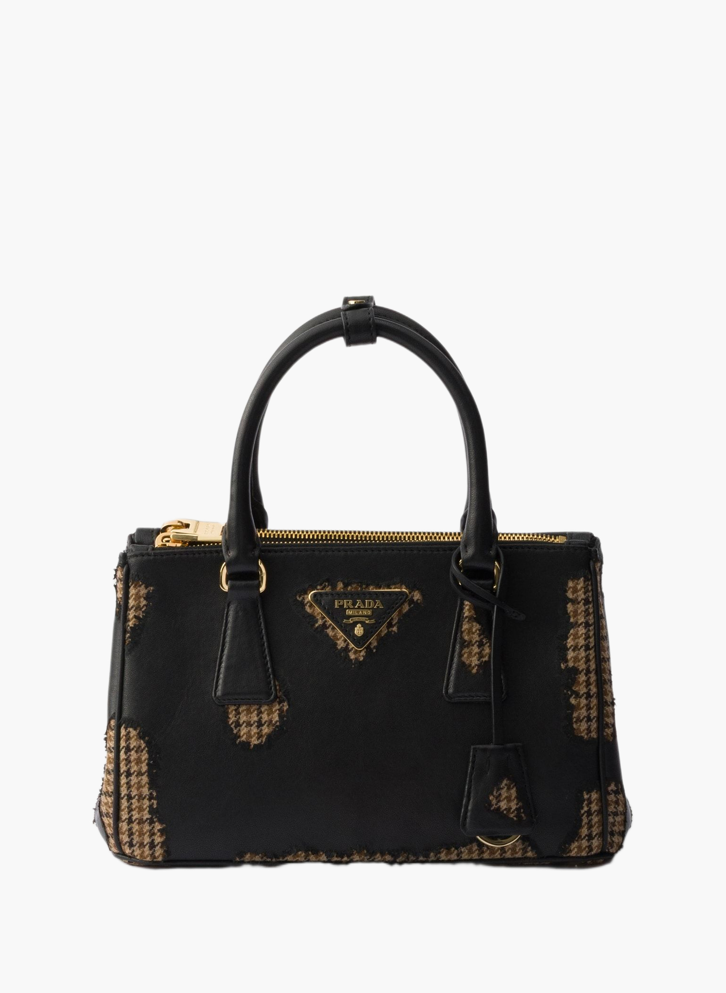 Grand sac prada galleria en cuir nappa et laine PRADA Noir