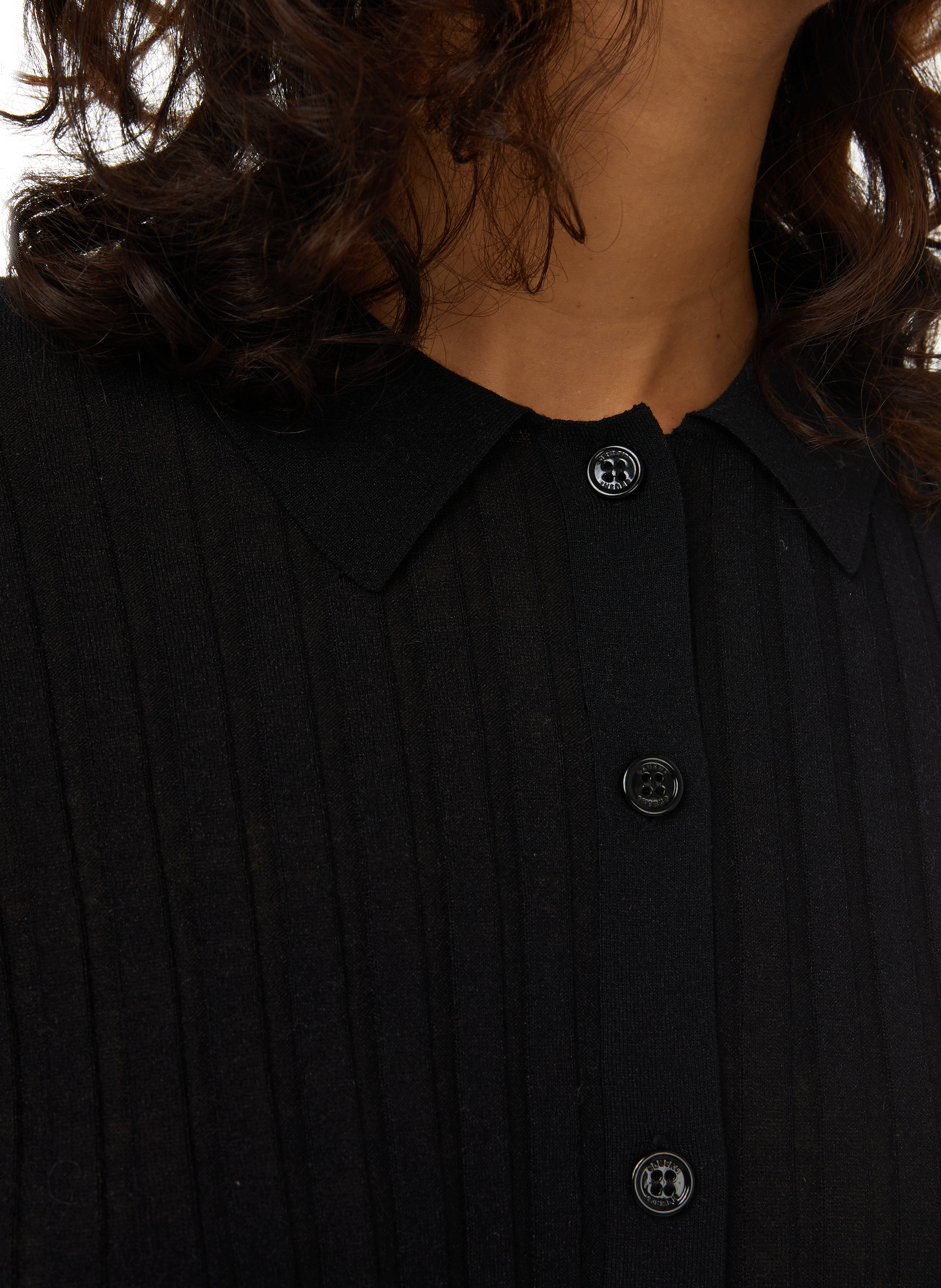 Cardigan côtelé en coton CRUSH COLLECTION Noir