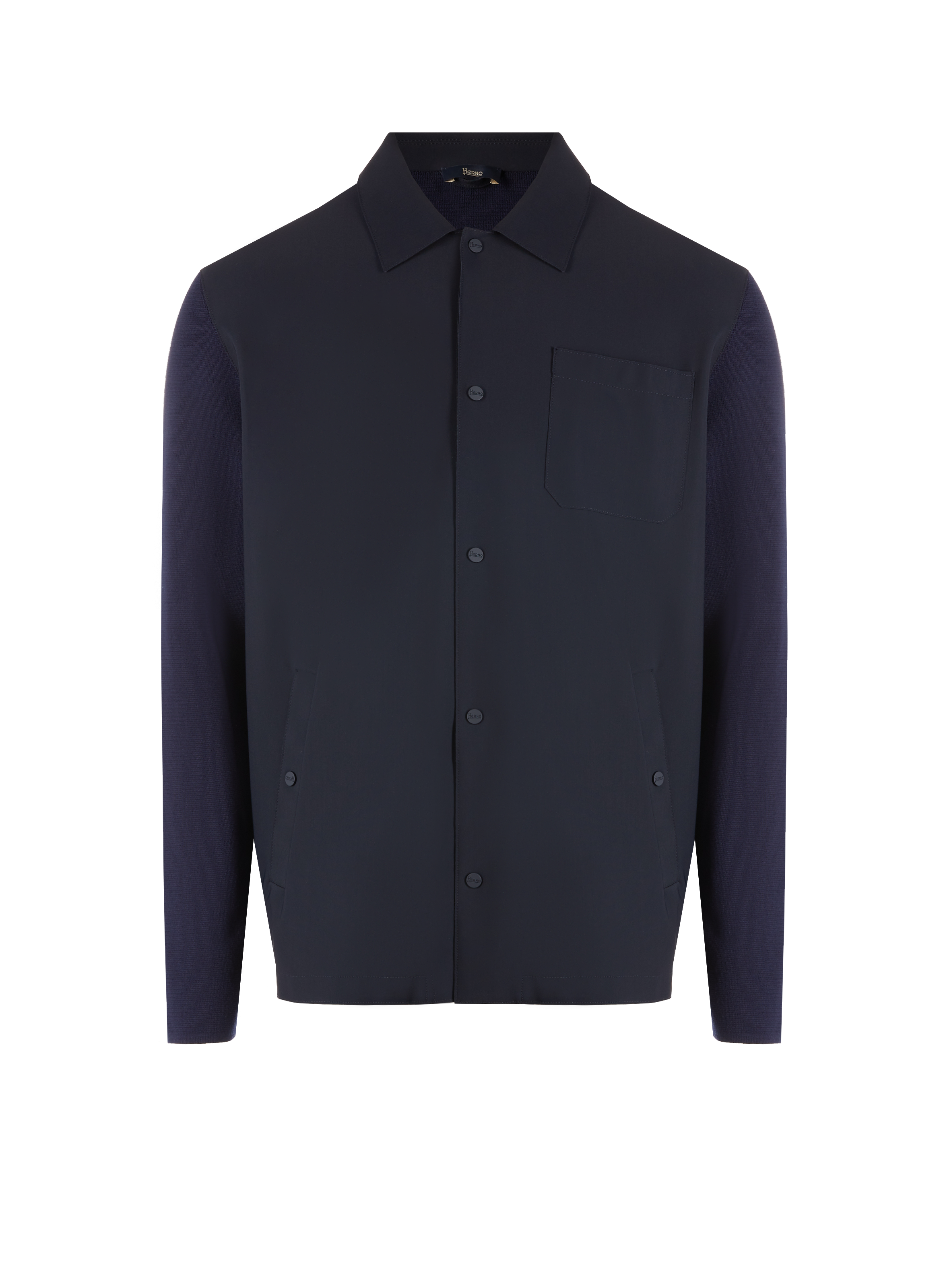 Cotton bi-material jacket HERNO Blue
