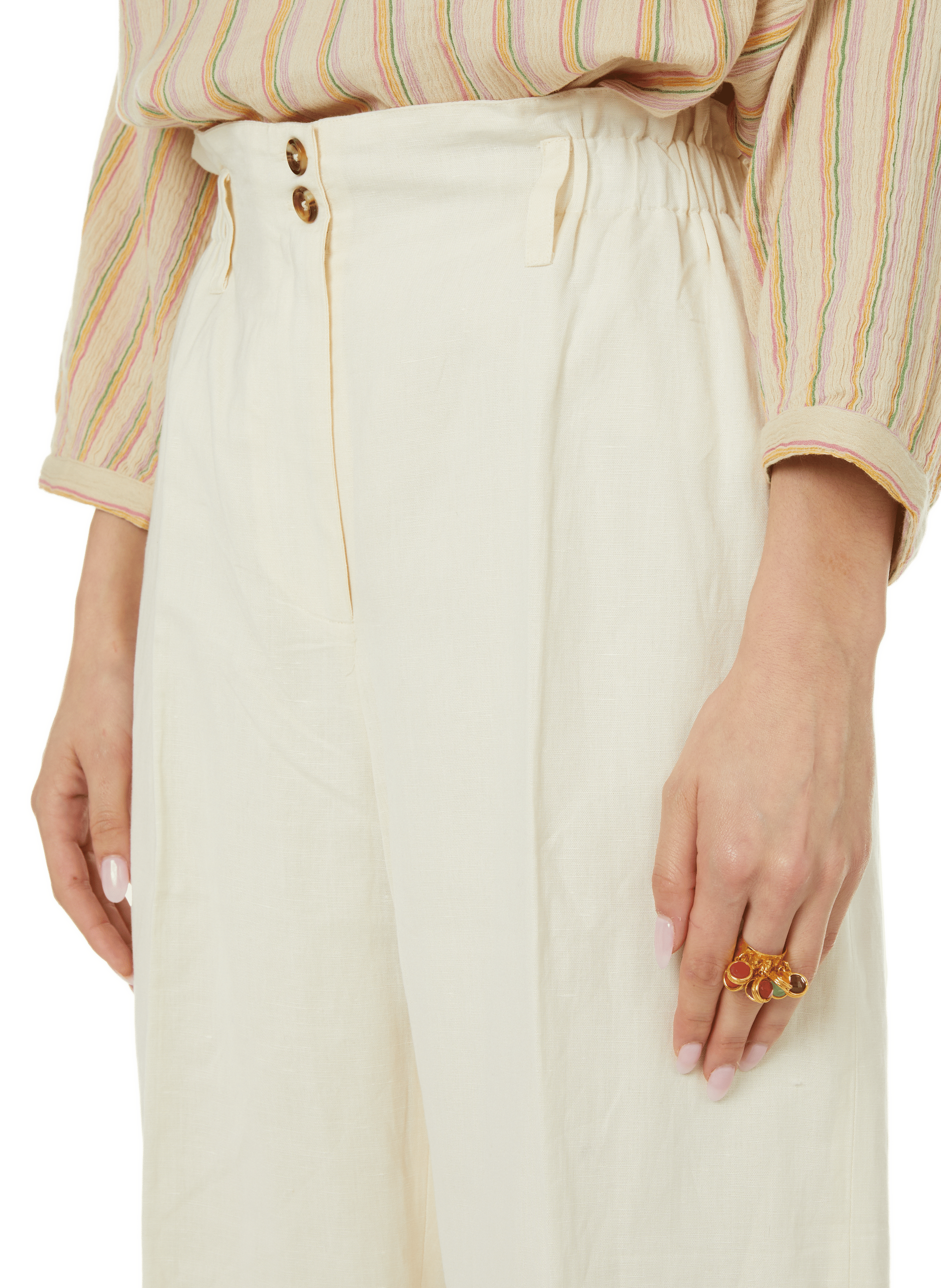 Pantalon en coton et lin LOUISE MISHA Blanc