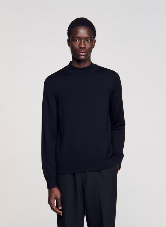 Pull col montant regular-fit en laine Noir by SANDRO SANDRO Pull col montant regular-fit en laine Noir