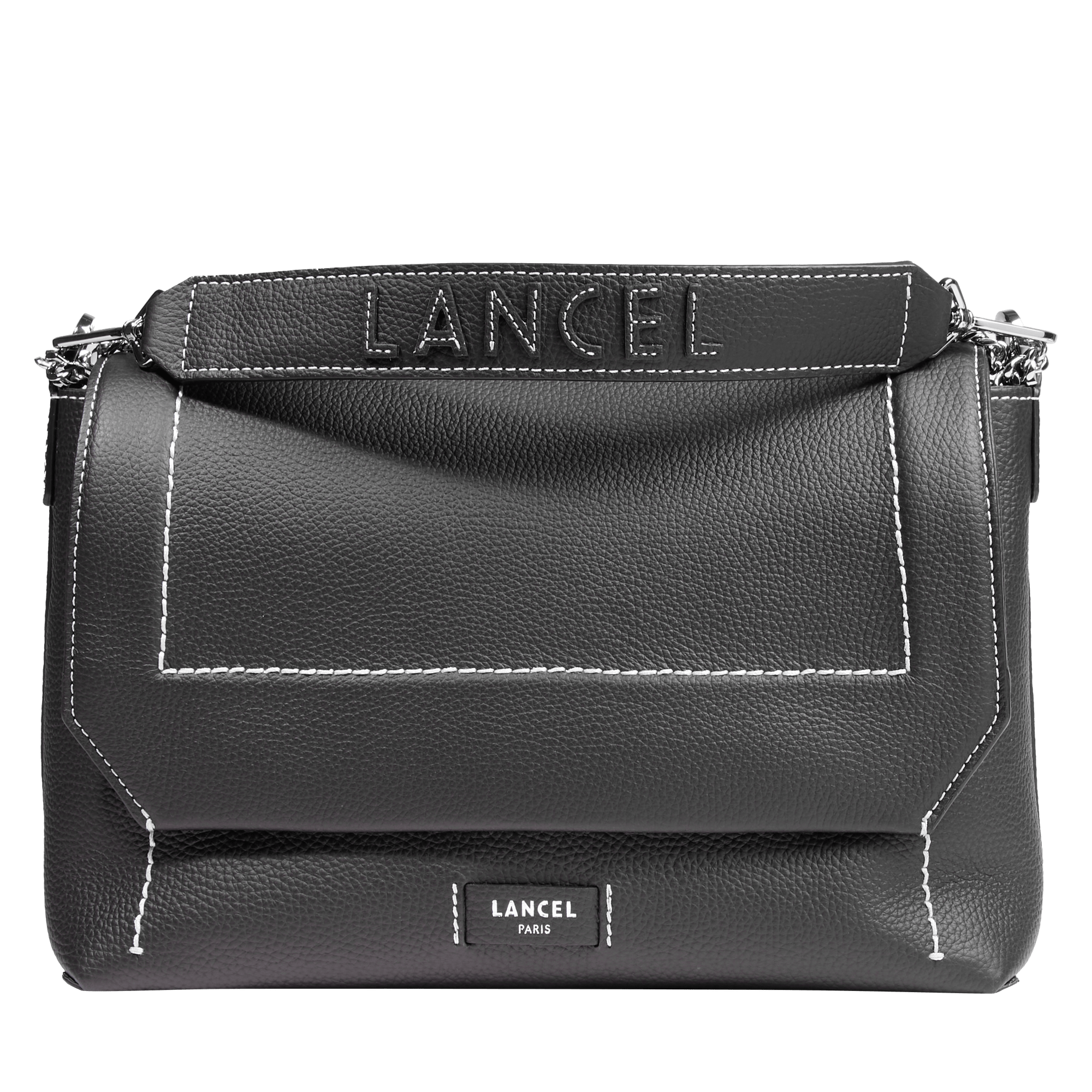 Sac rabat l ninon soft de lancel en cuir  Noir