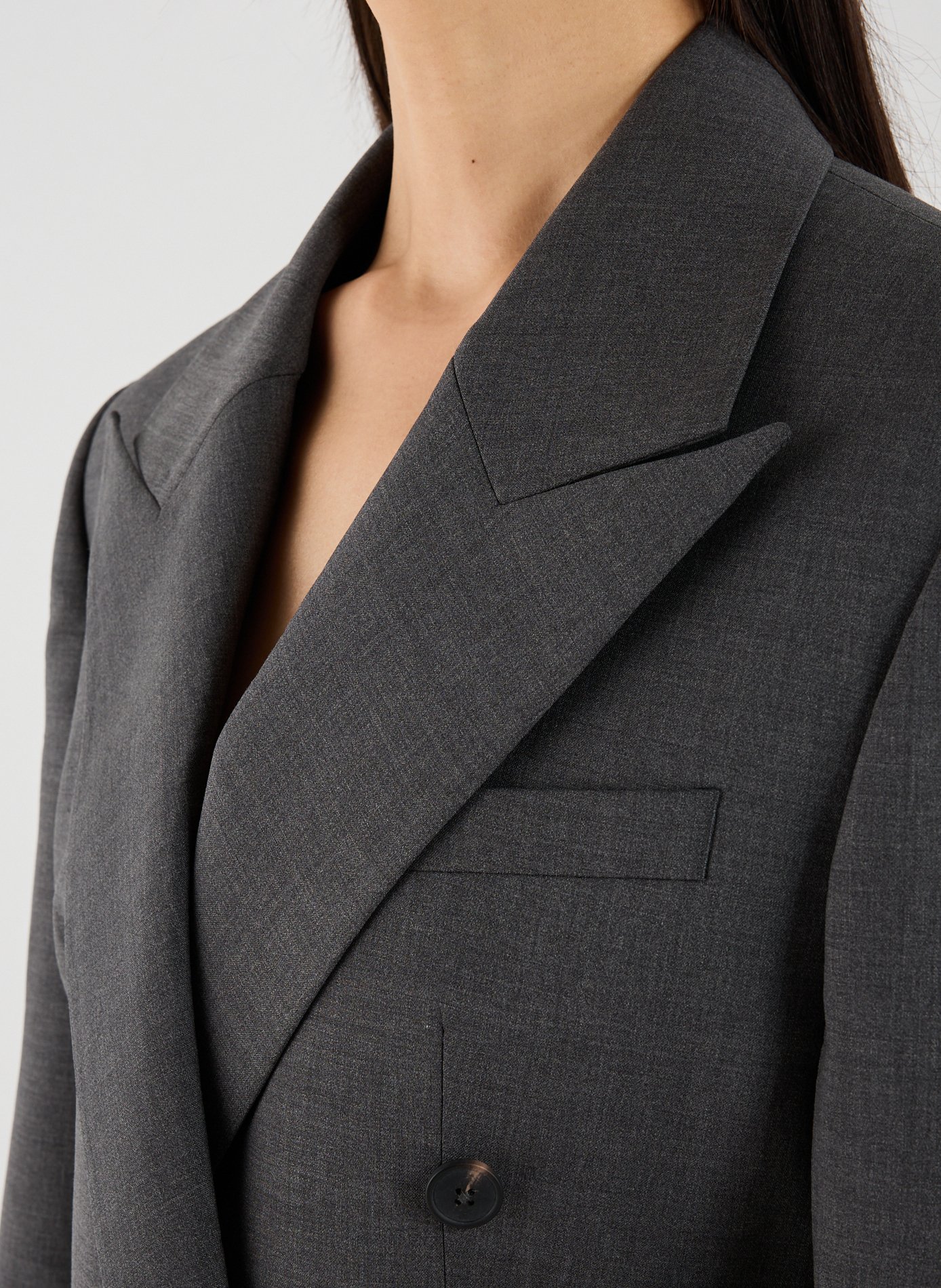 Veste cintrée col tailleur en laine vierge mélangée ROHE FRAMES Gris