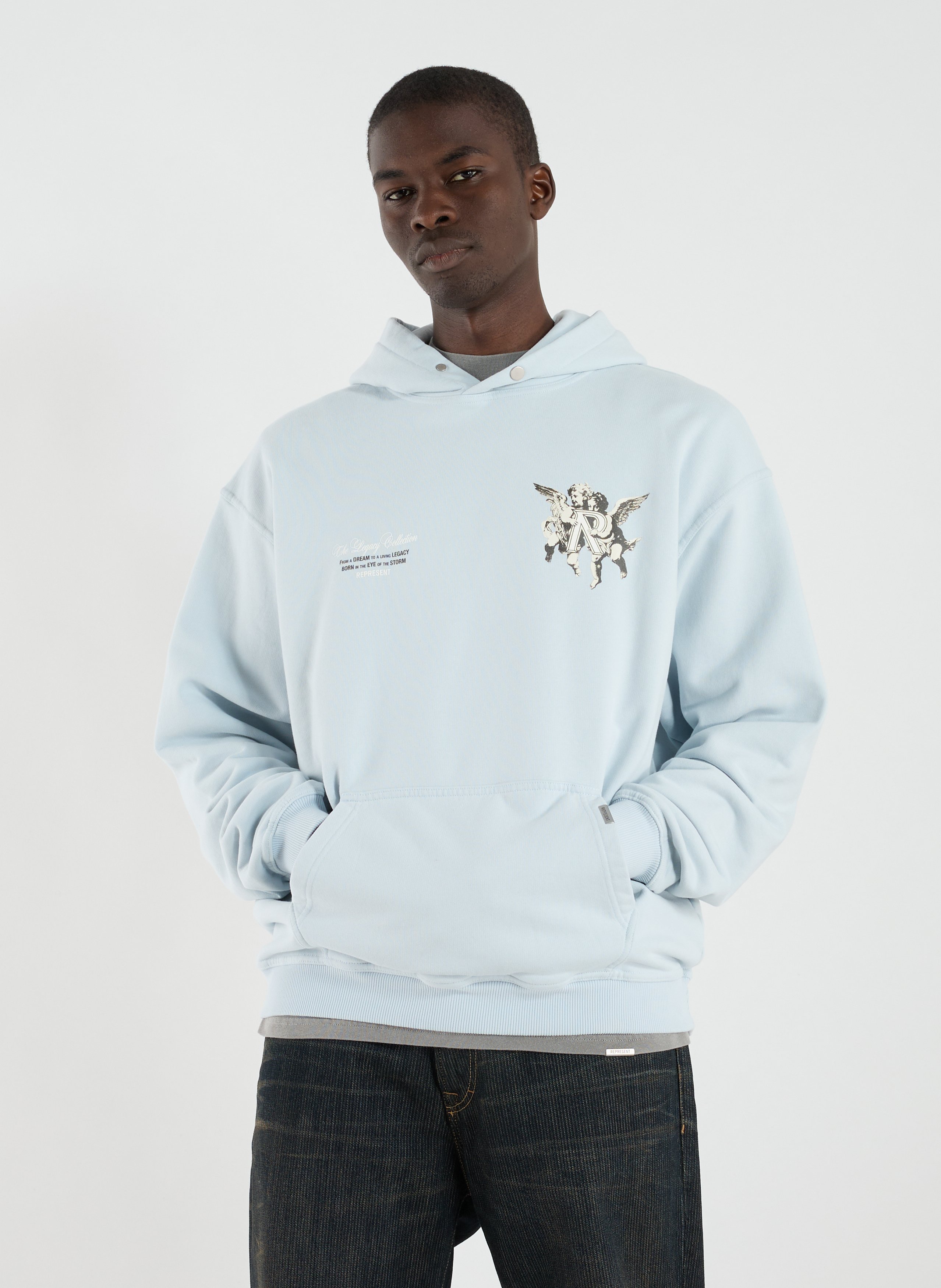 REPRESENT Hoodie en coton Bleu