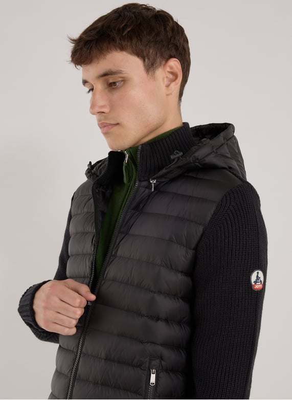 Veste droite bi-matière | Noir by JOTT Veste droite bi-matière Noir