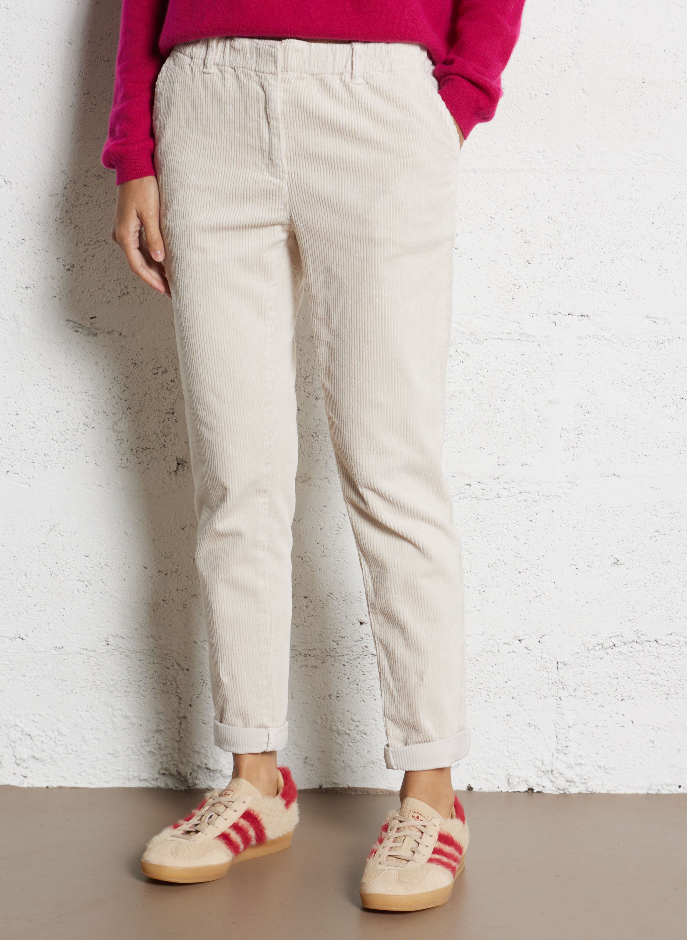 Pantalon carotte en coton sabil MAISON 123 Beige