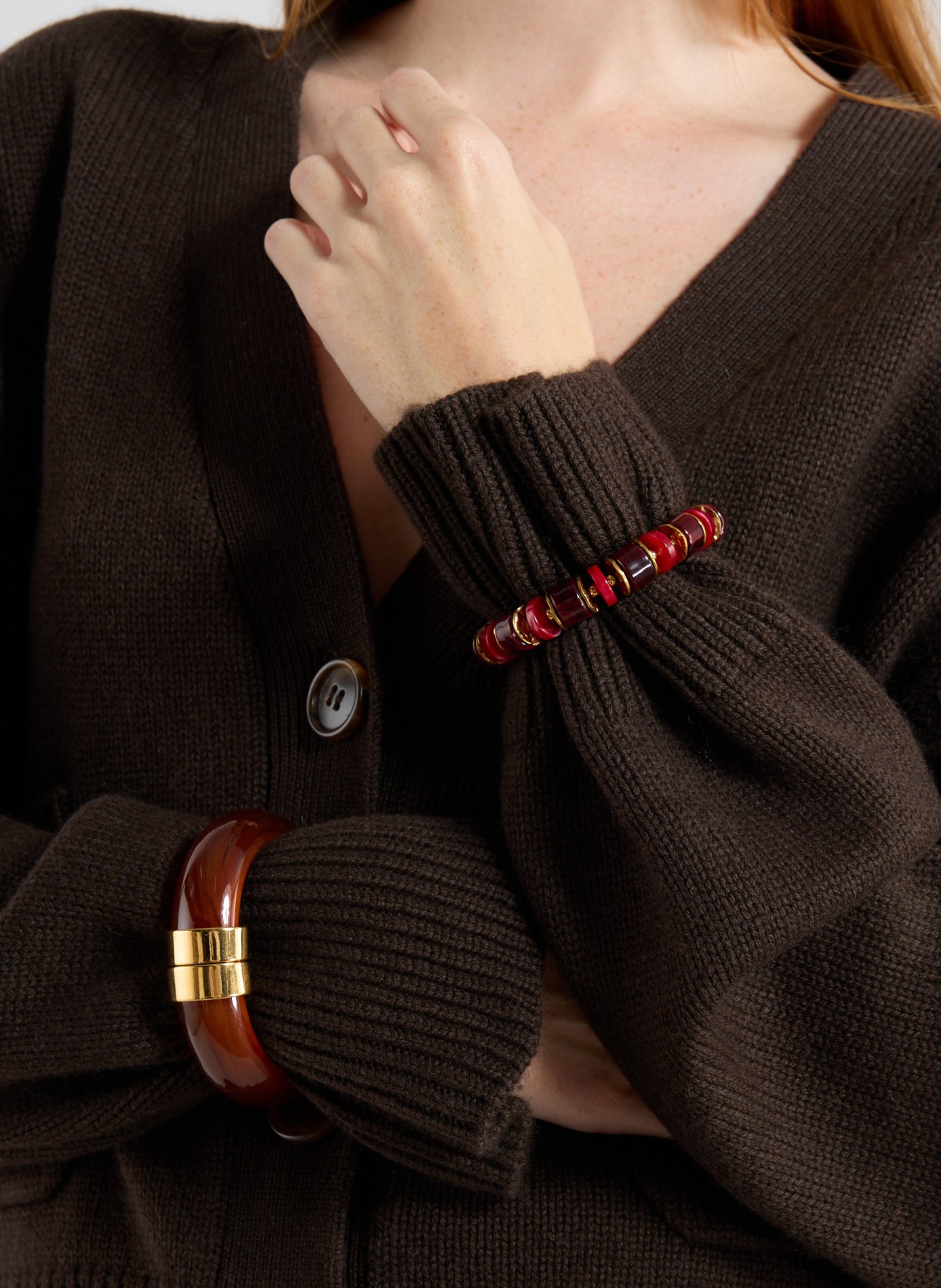 Resin openable bangle AU PRINTEMPS PARIS Brown