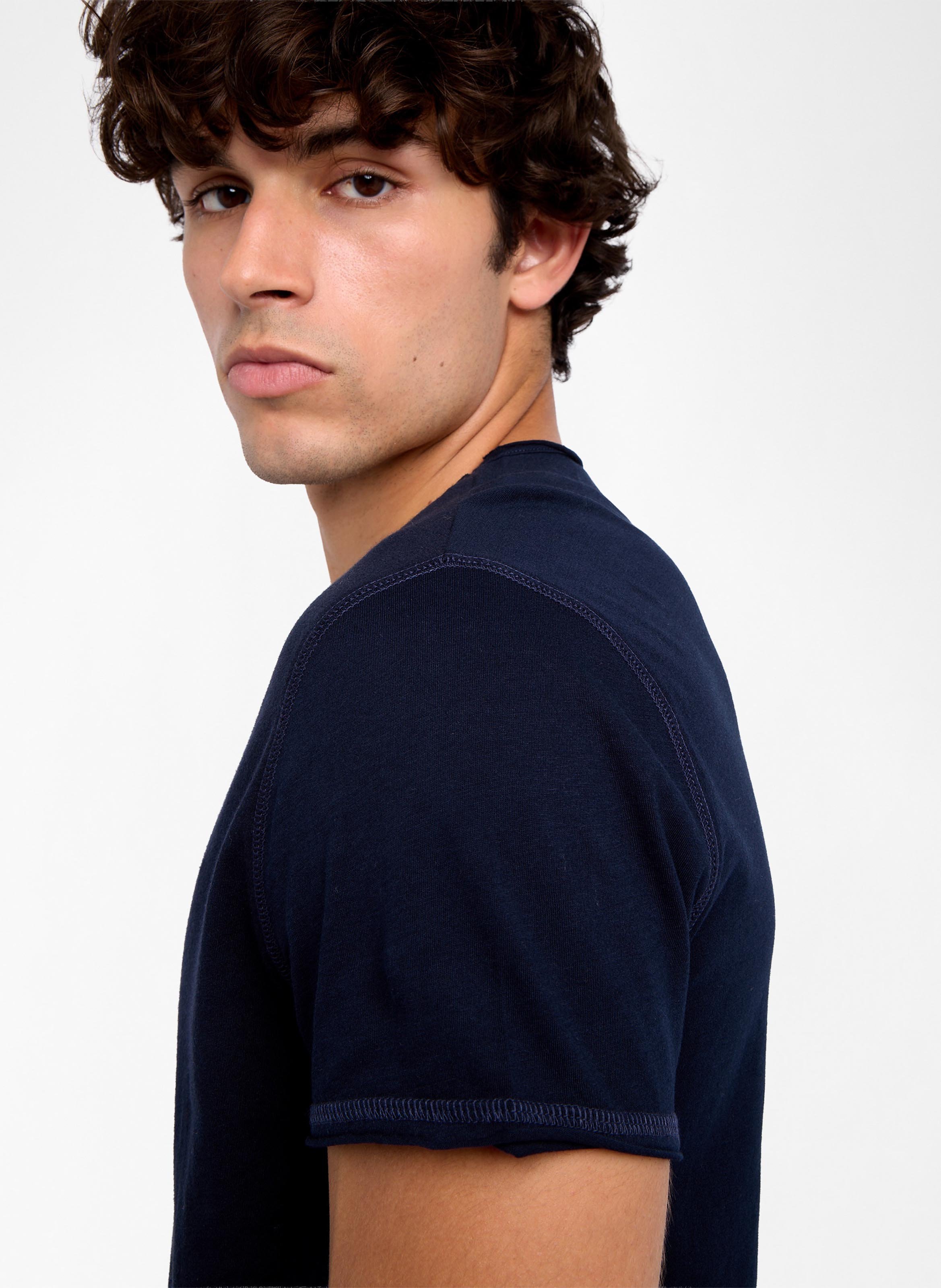 Tee-shirt droit col tunisien en coton monastir ZADIG&VOLTAIRE Bleu