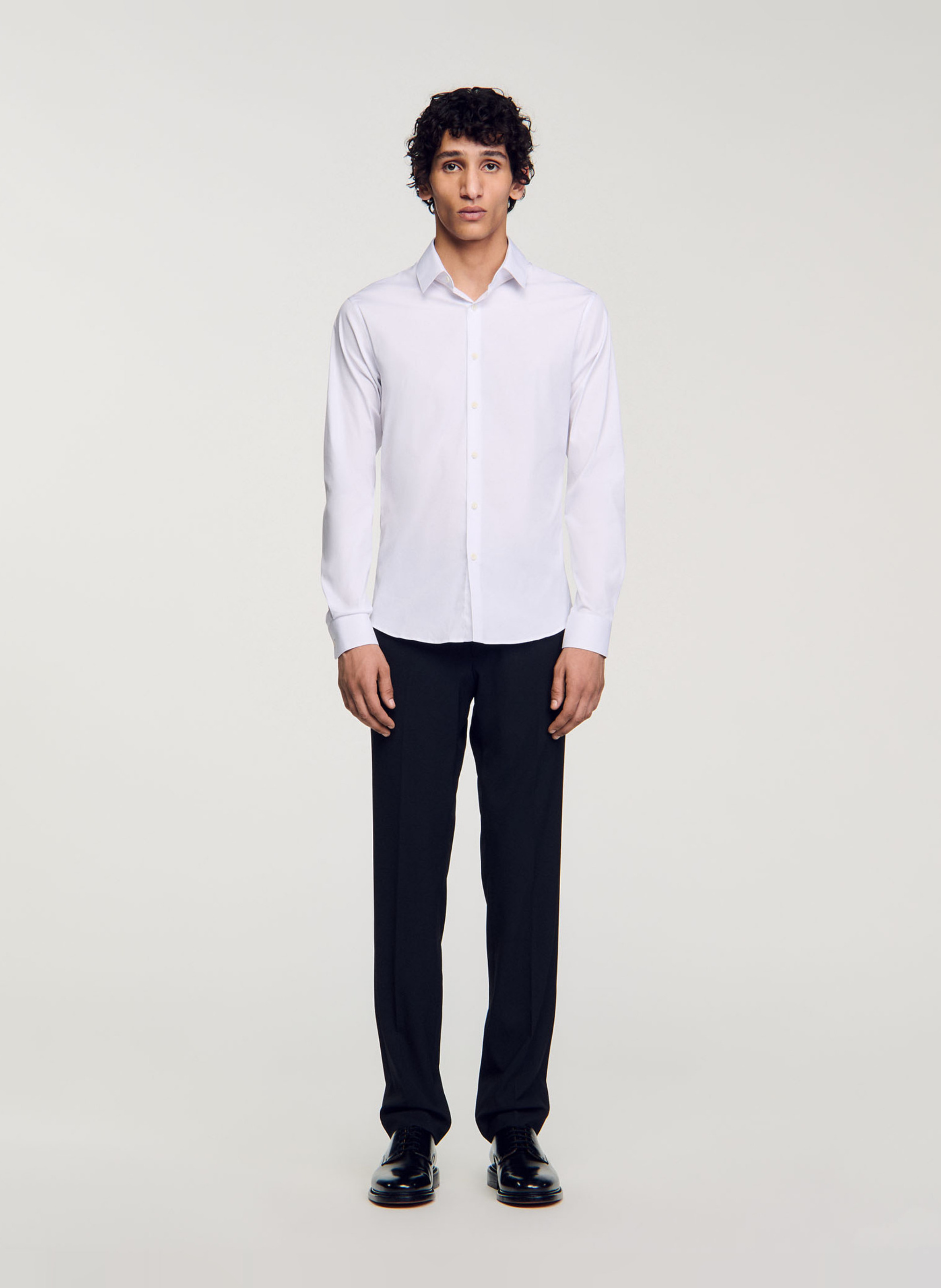 Chemise slim-fit en coton stretch SANDRO Blanc