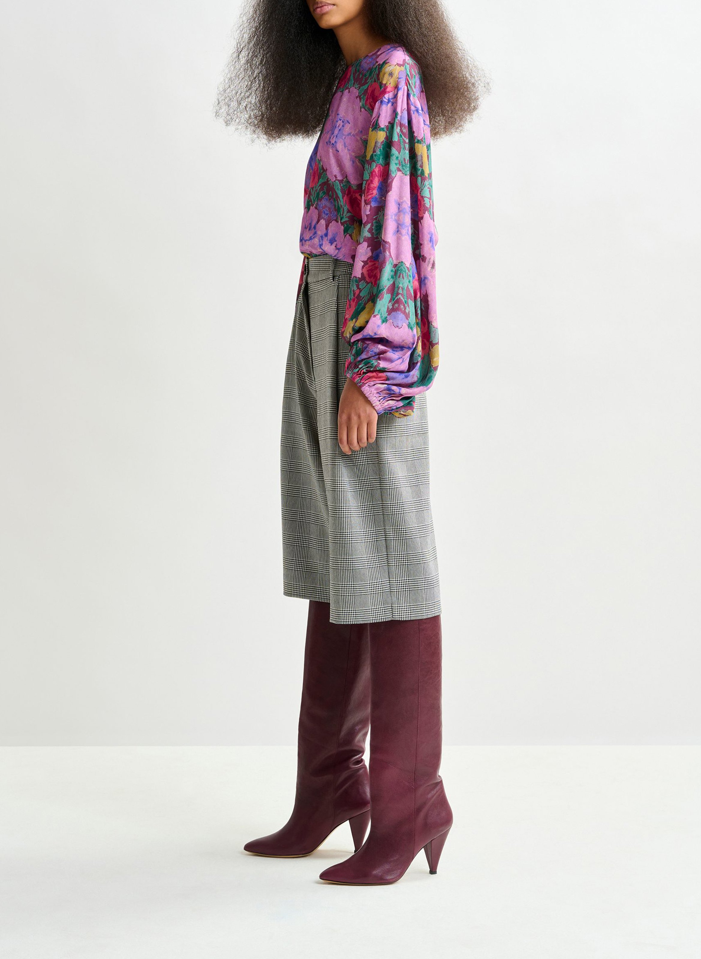 Bermuda taille haute à carreaux intro ESSENTIEL ANTWERP Gris