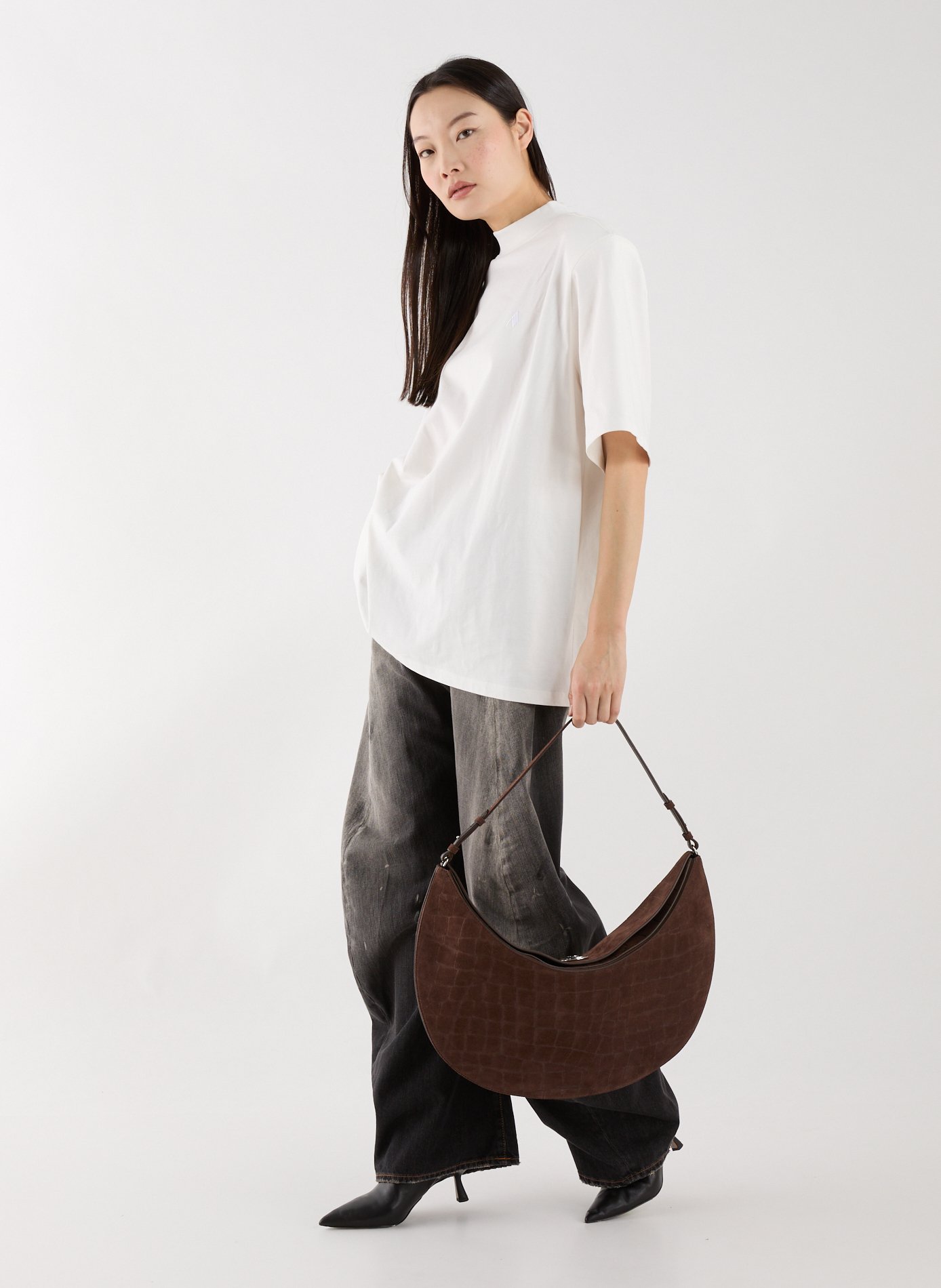 Crocodile skin suede leather bag JACQUEMUS Brown