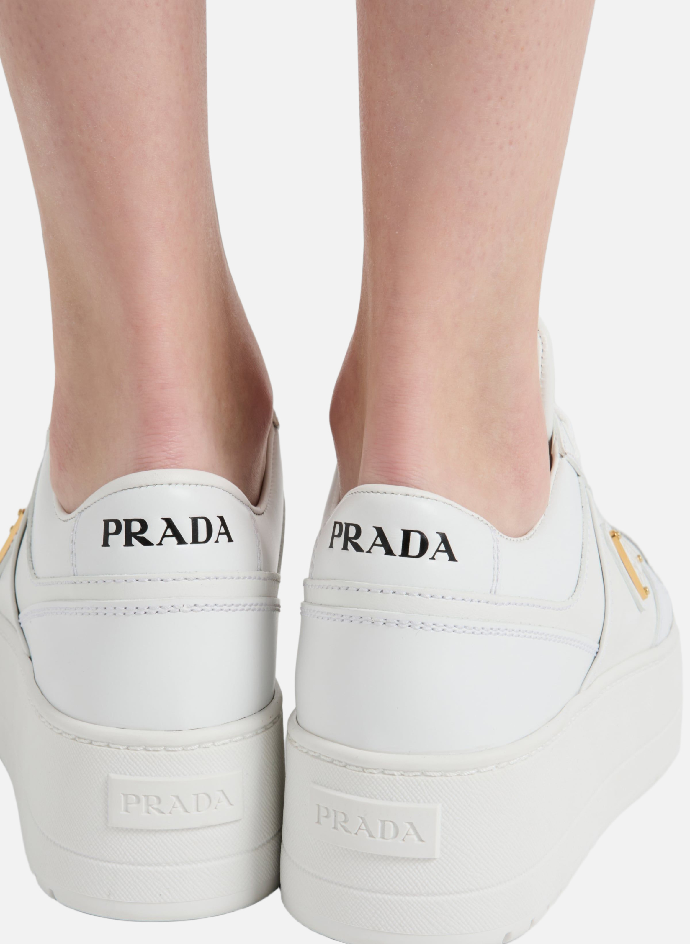 Sneakers downtown bold en cuir PRADA Blanc