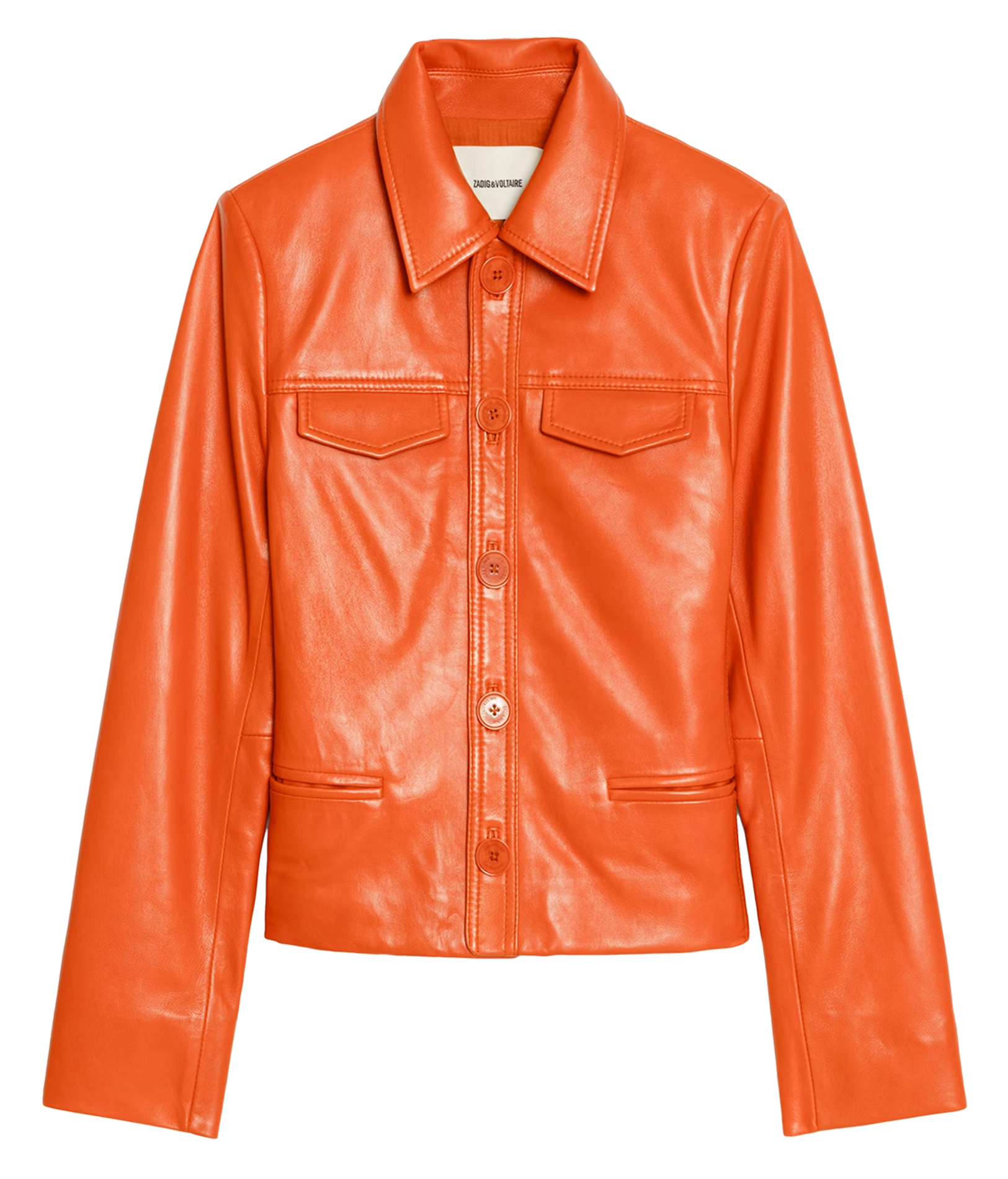 Blouson droit en cuir liam ZADIG&VOLTAIRE Orange