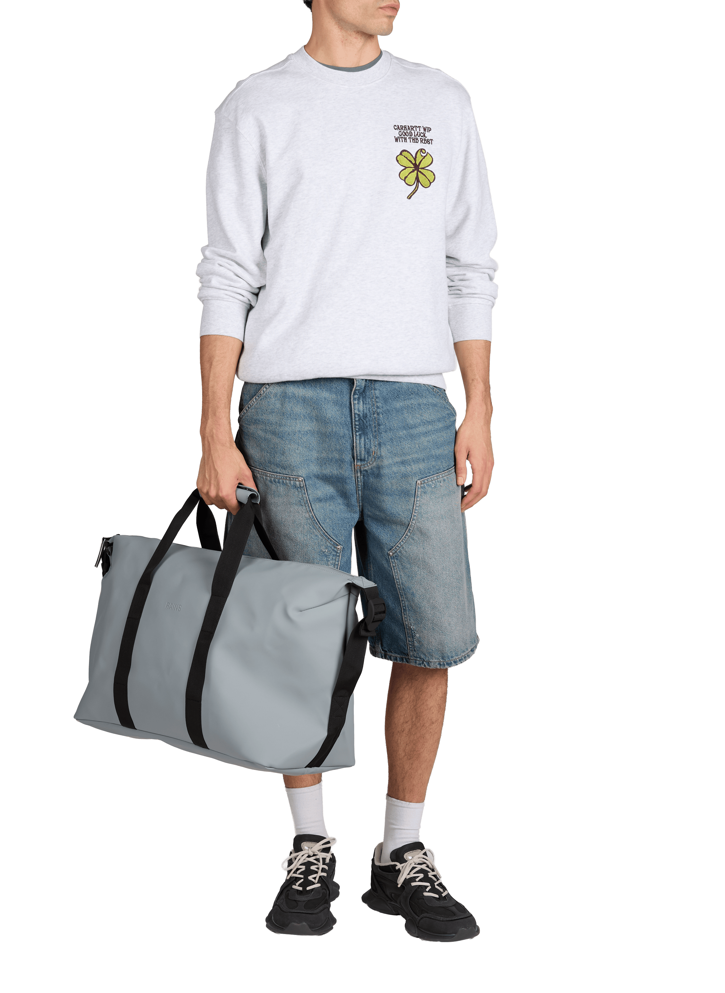 Sweat brodé à col rond en coton CARHARTT WIP Gris