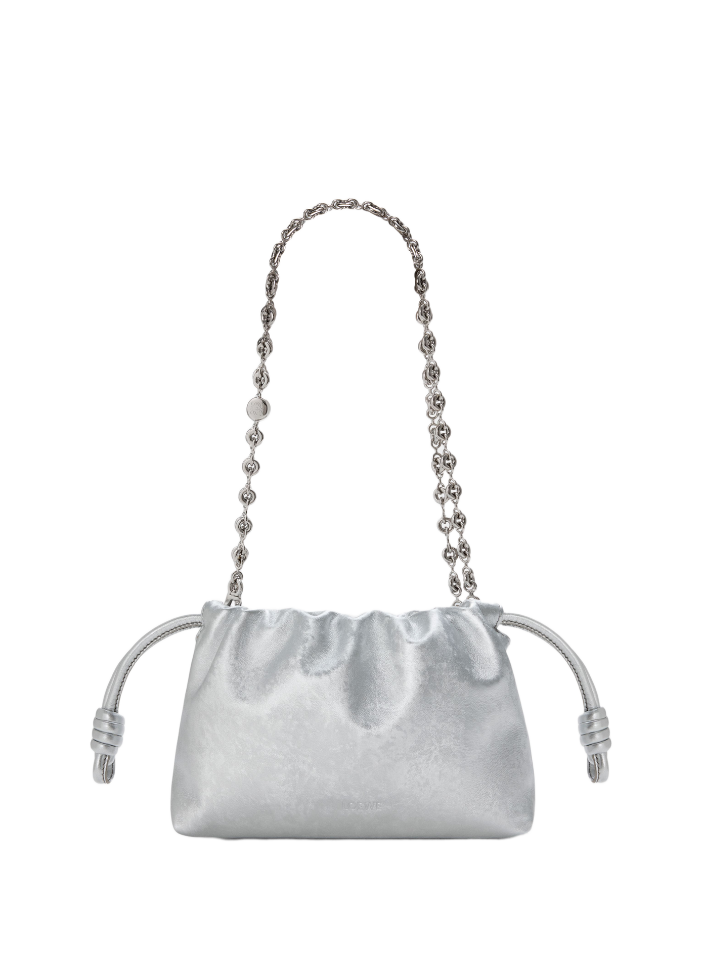 Mini Flamenco purse en cuir de veau à imprimé moiré LOEWE Argent