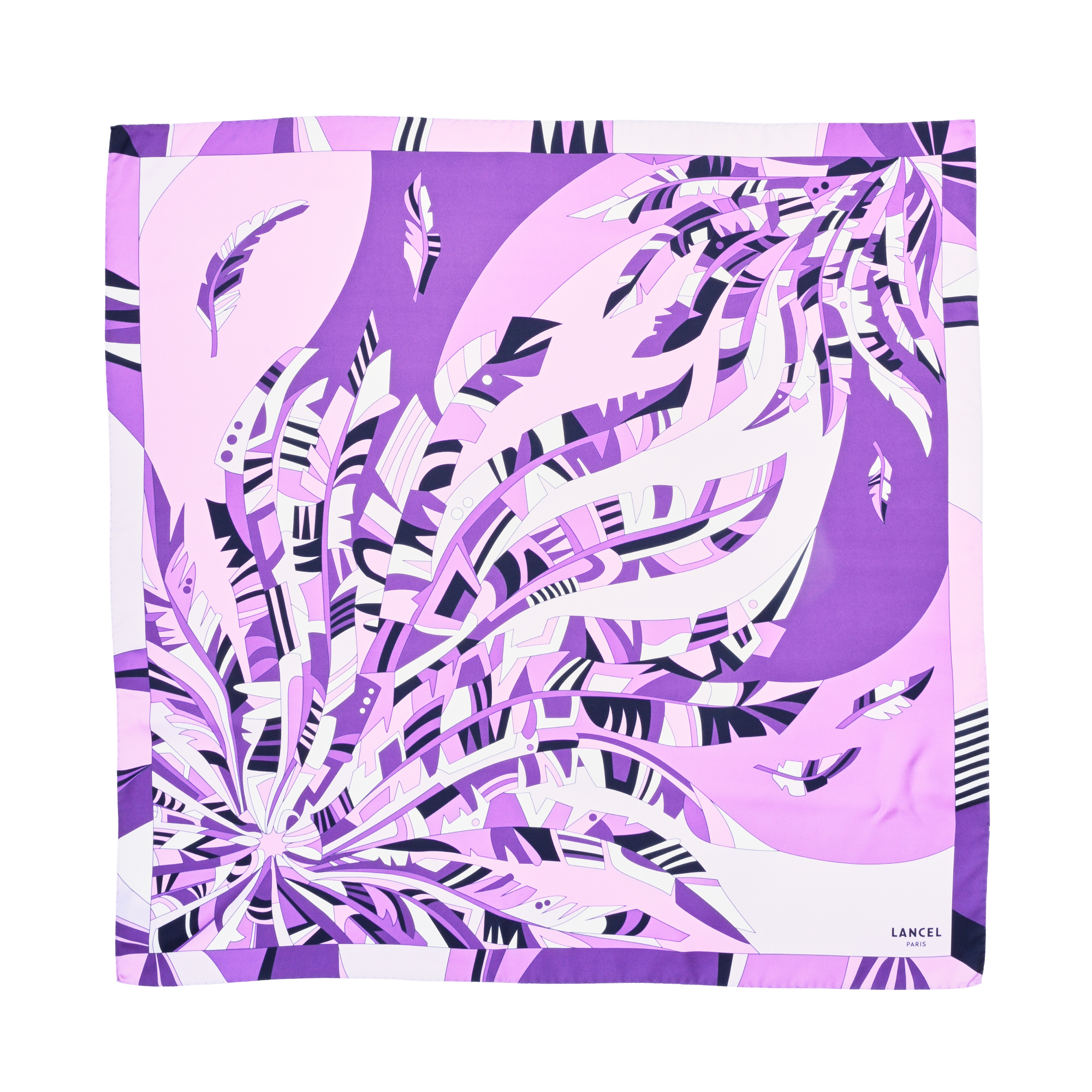 Carré de soie 90 cm motif arabesque en soie LANCEL Violet
