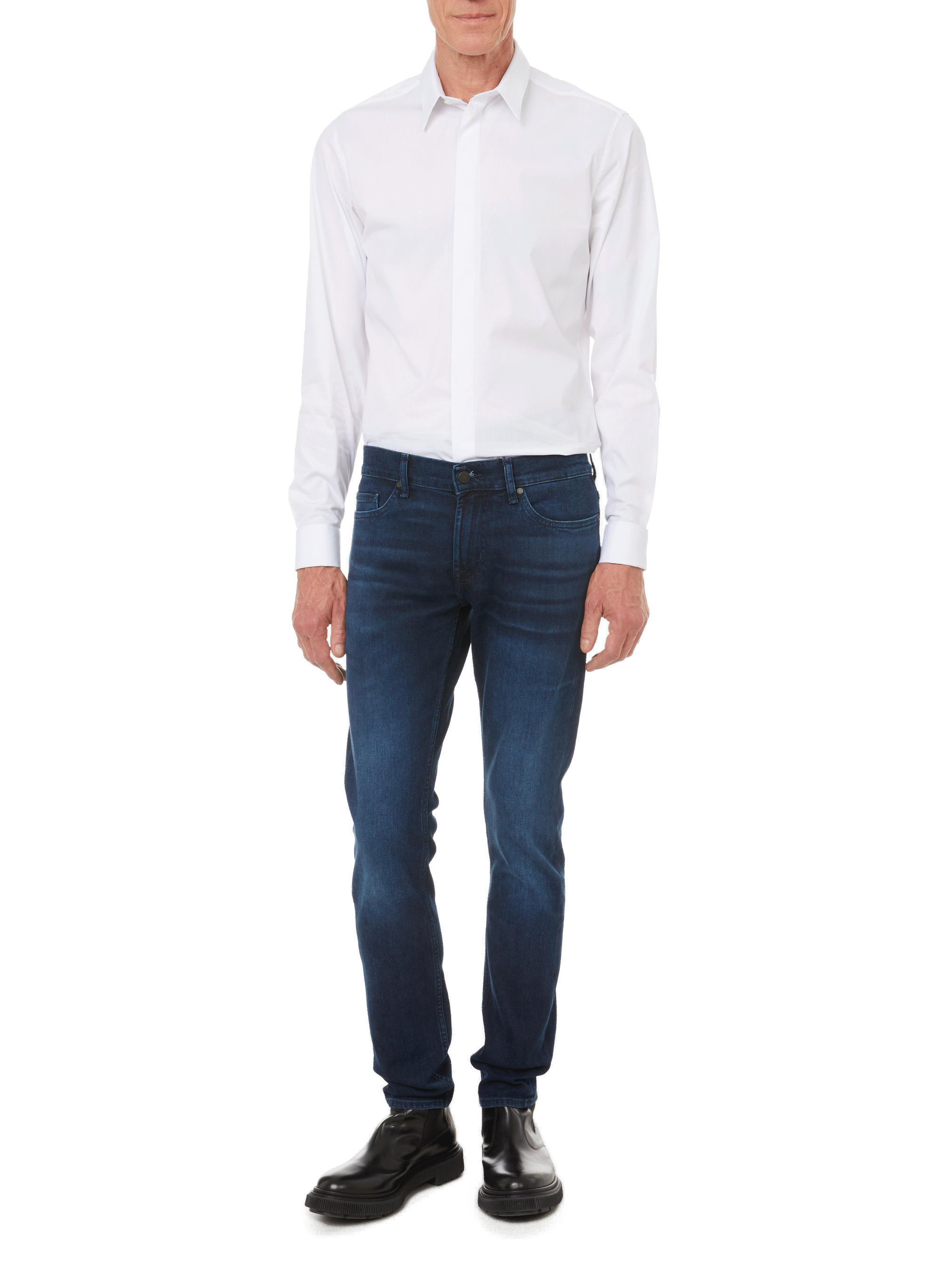 Slim-fit cotton poplin shirt AU PRINTEMPS PARIS White