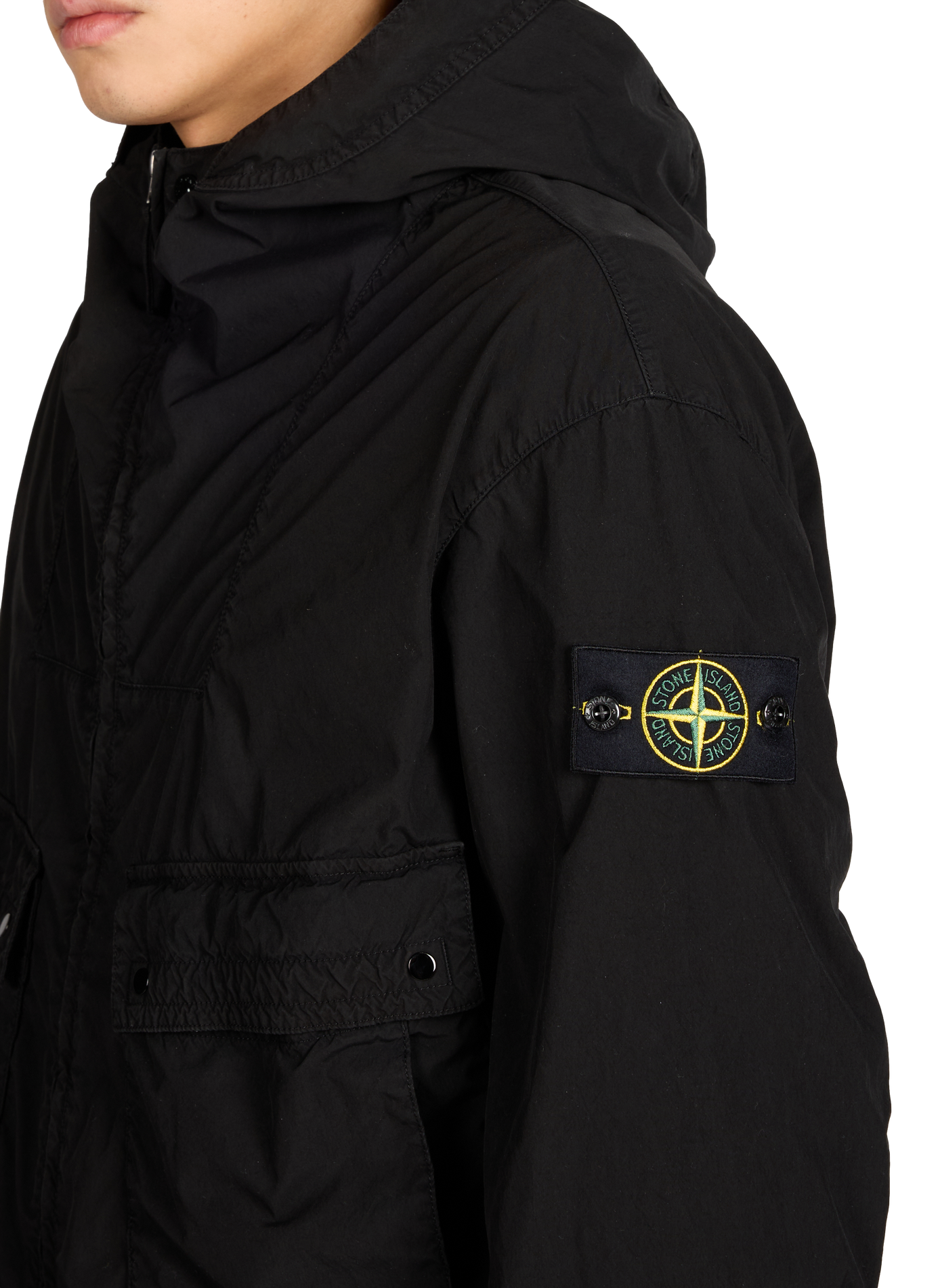 Solid Hooded Jacket STONE ISLAND Black