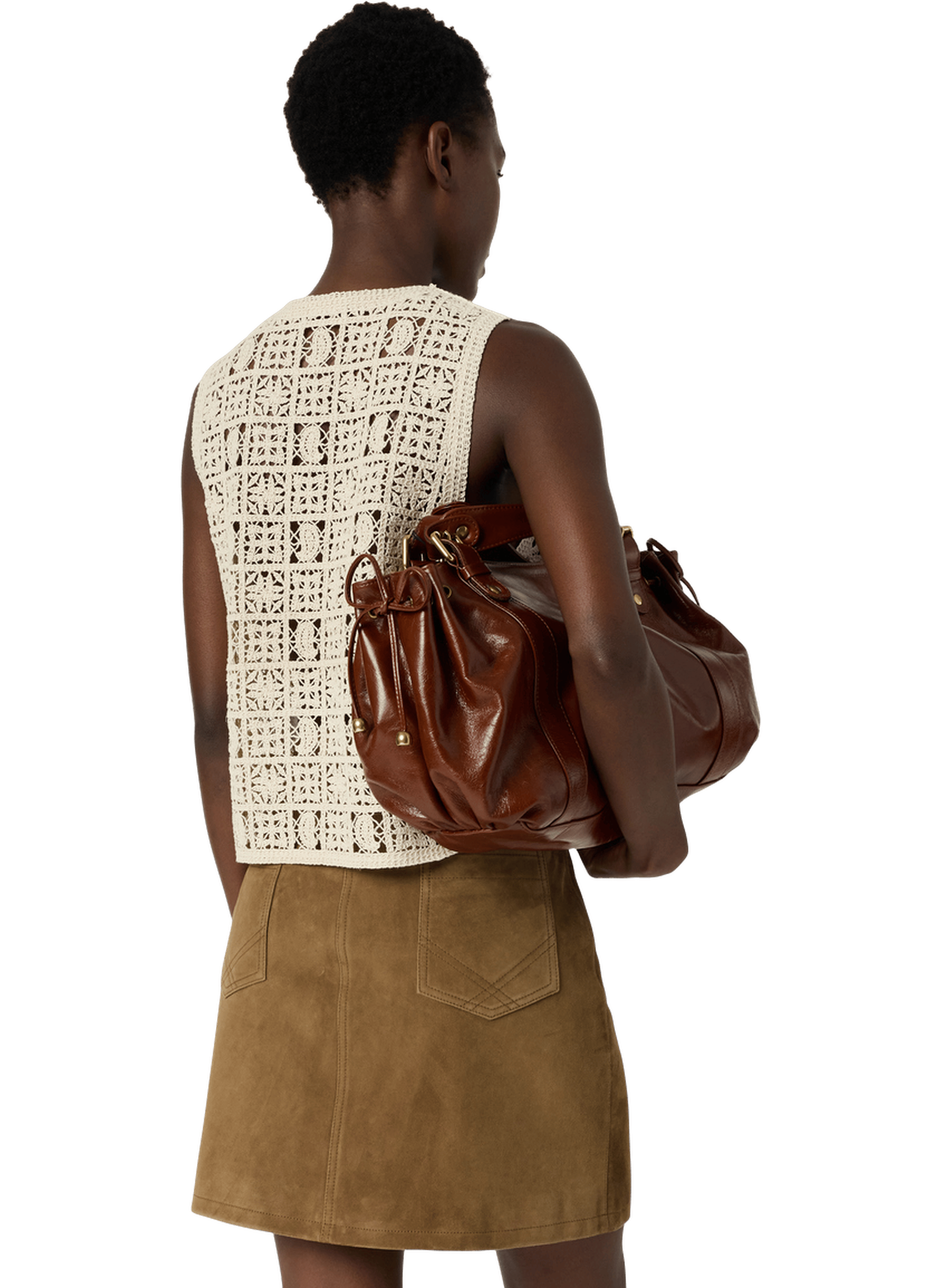 Gilet sans manche en guipure - CHADIA GERARD DAREL Beige