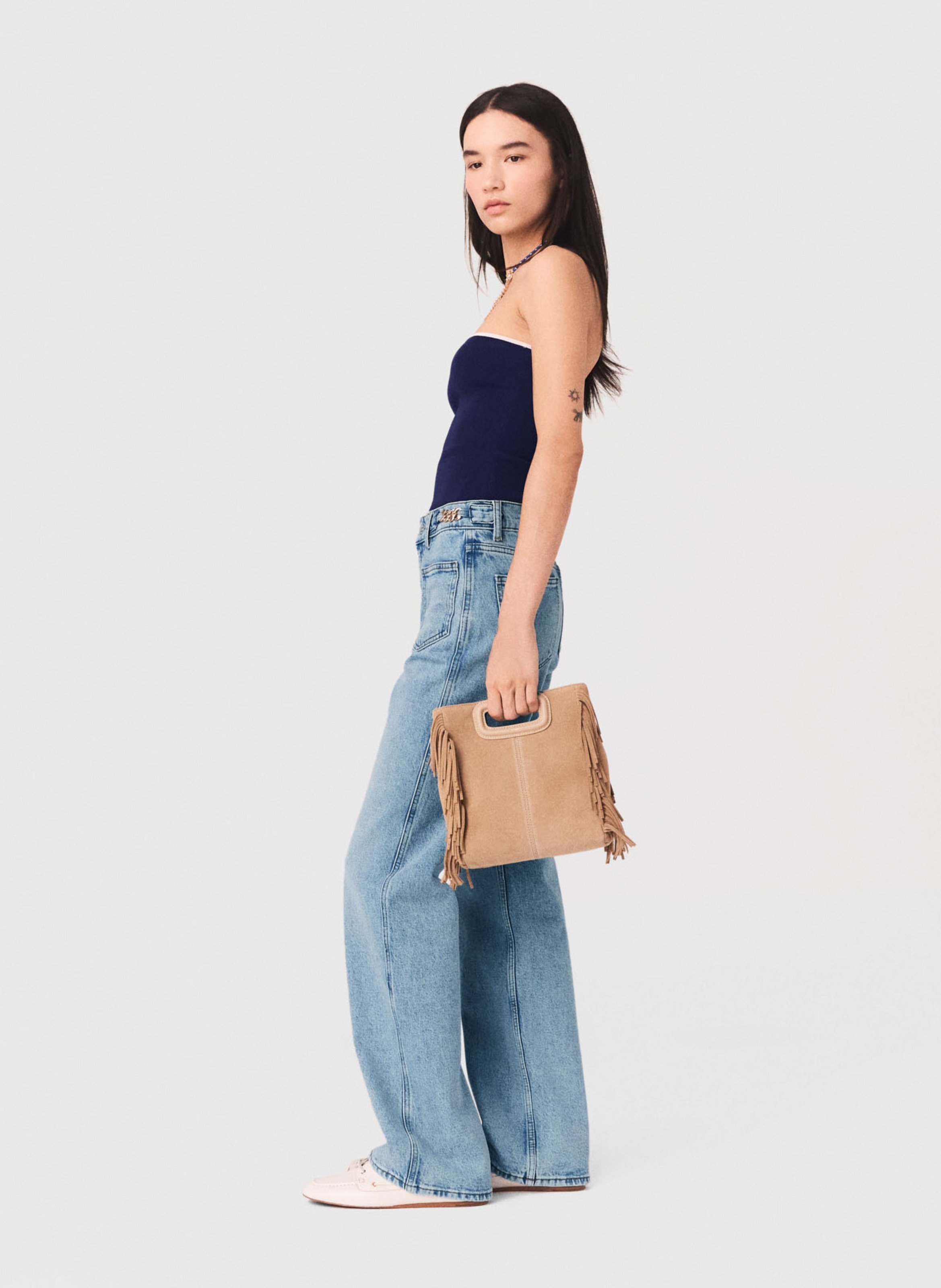 Top bandeau en maille MAJE Bleu