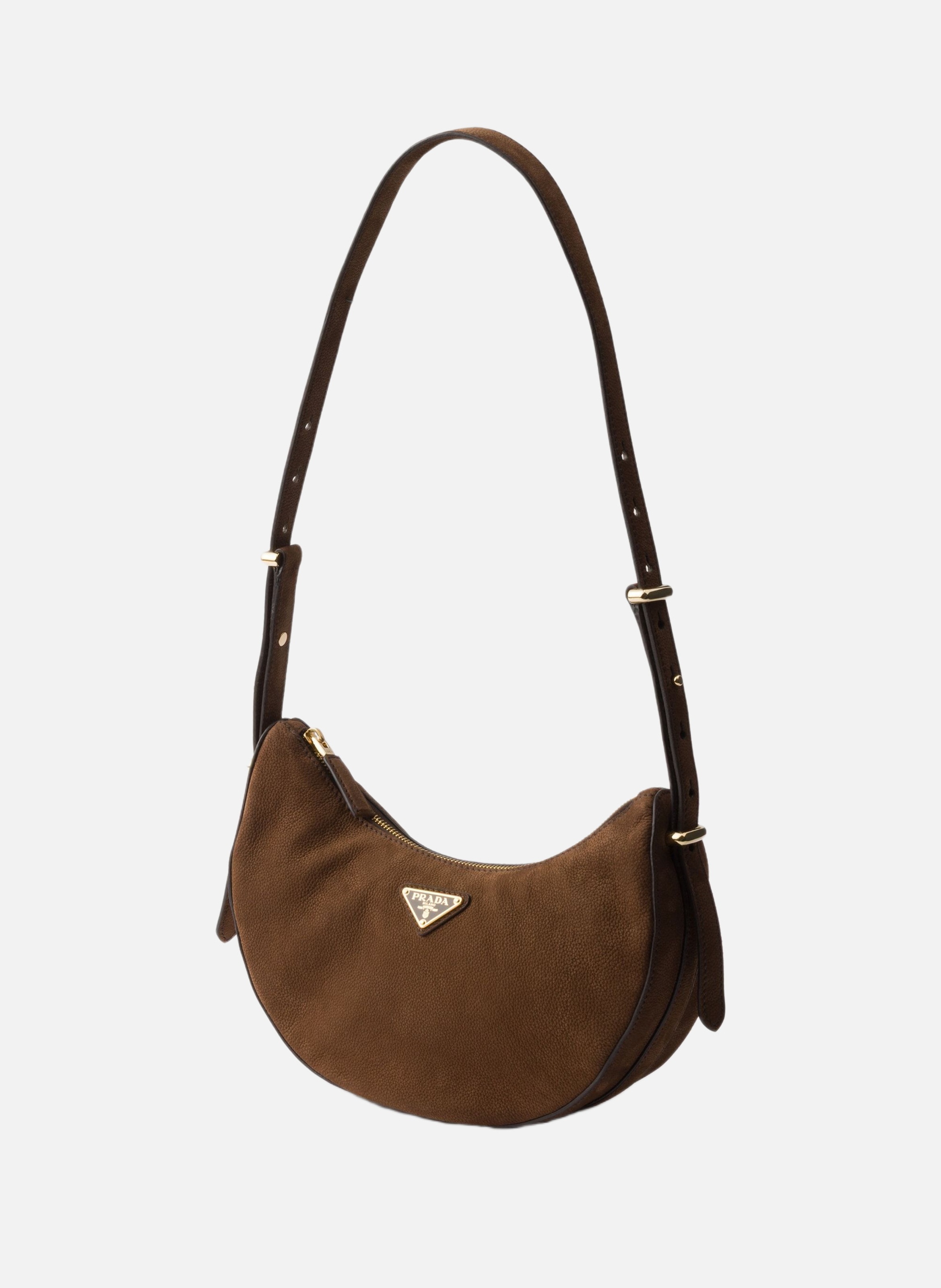Petit sac prada arqué en cuir nubuck PRADA Marron