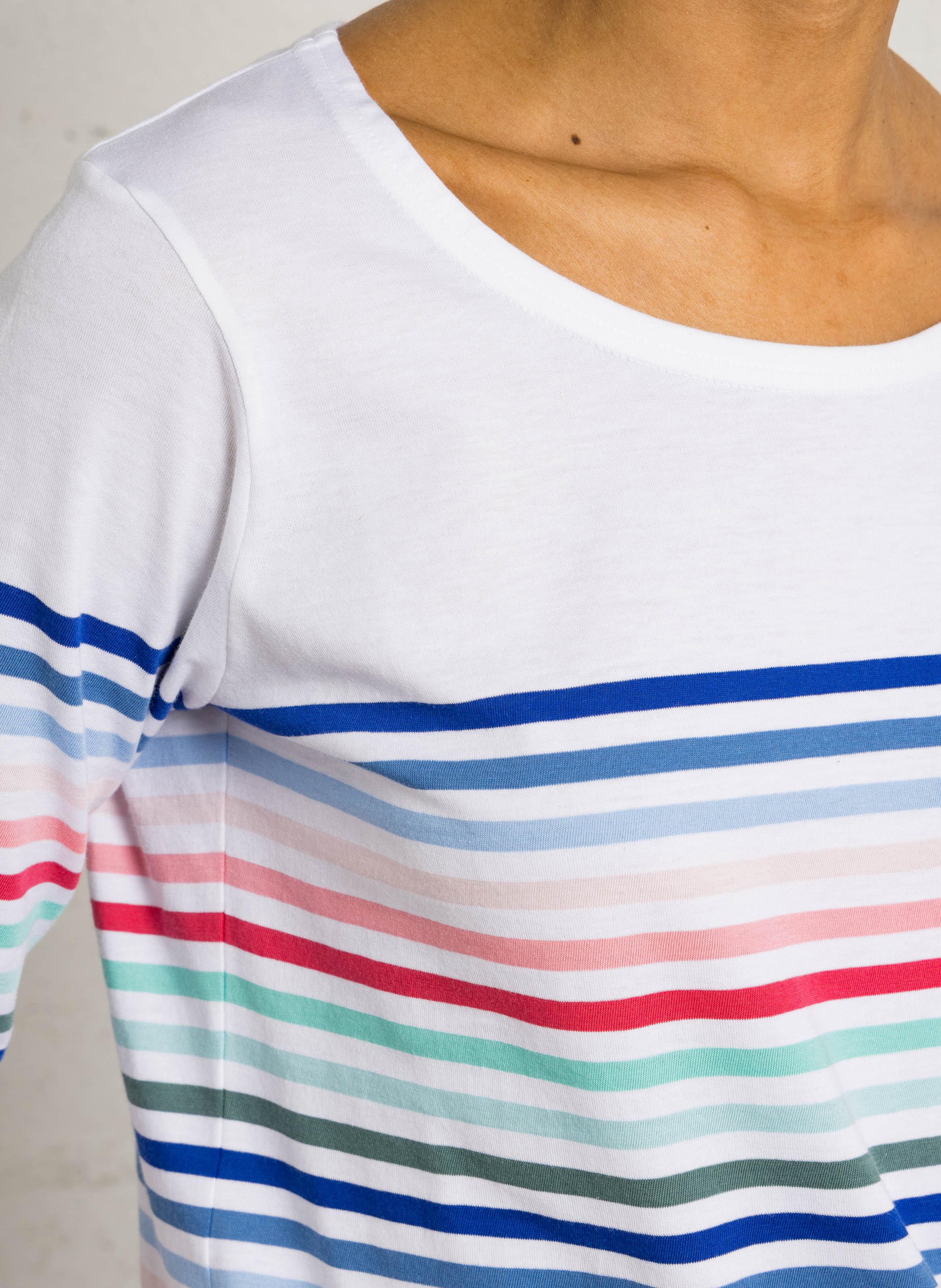 Tee-shirt droit col rond en coton ARMOR-LUX Blanc