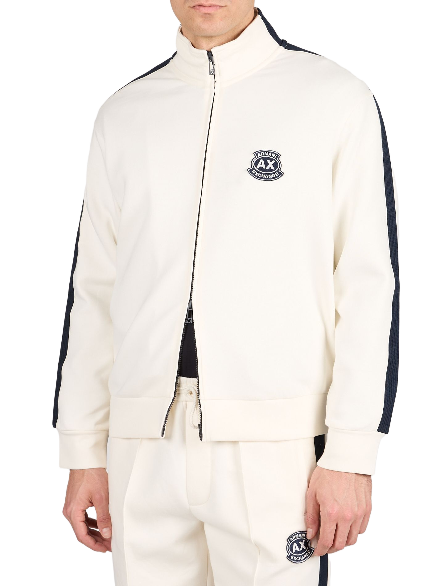 Zippered high-neck sweatshirt in blended cotton. ARMANI EXCHANGE Beige