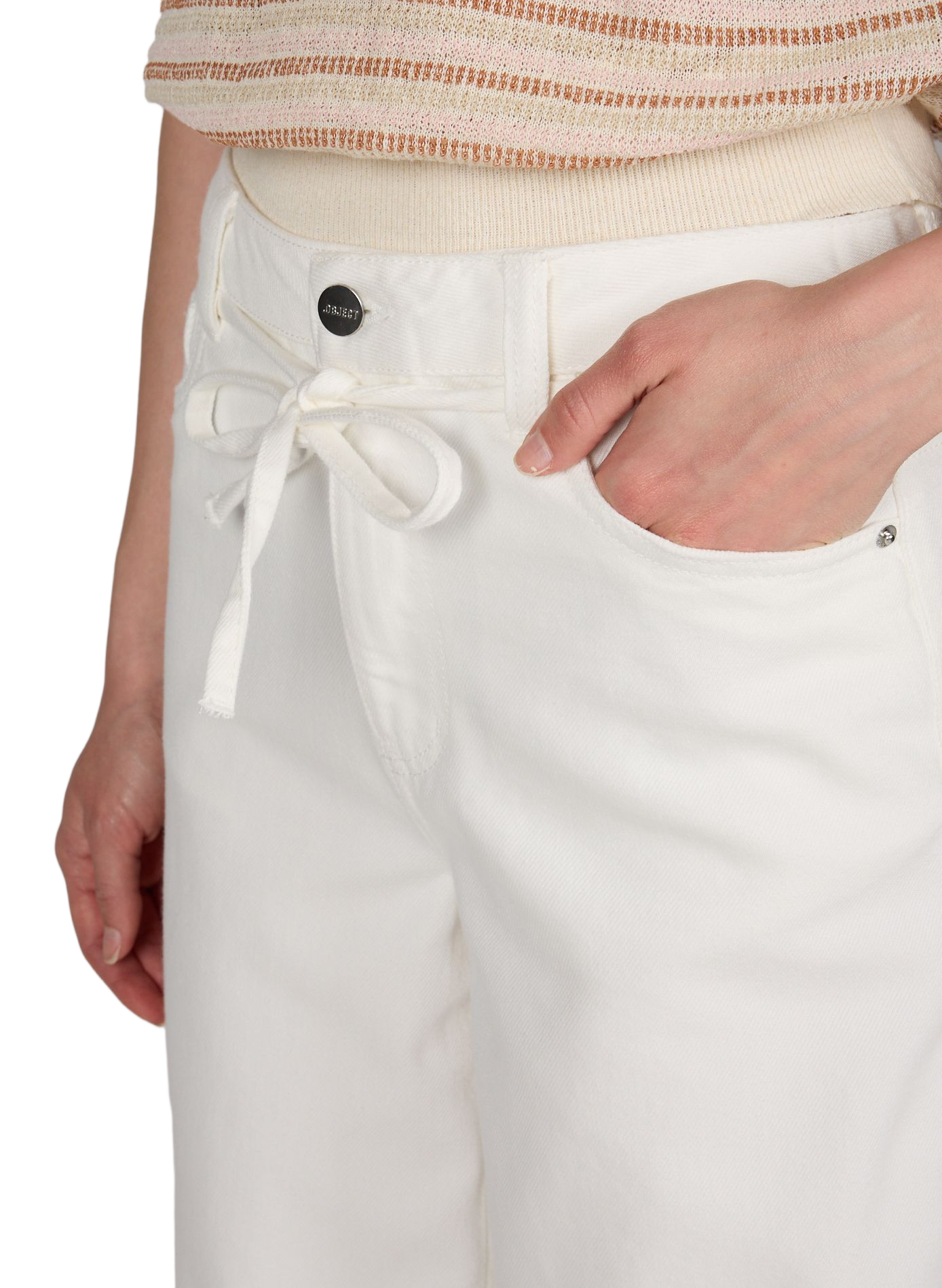 Jeans large en coton mélangé OBJECT Blanc