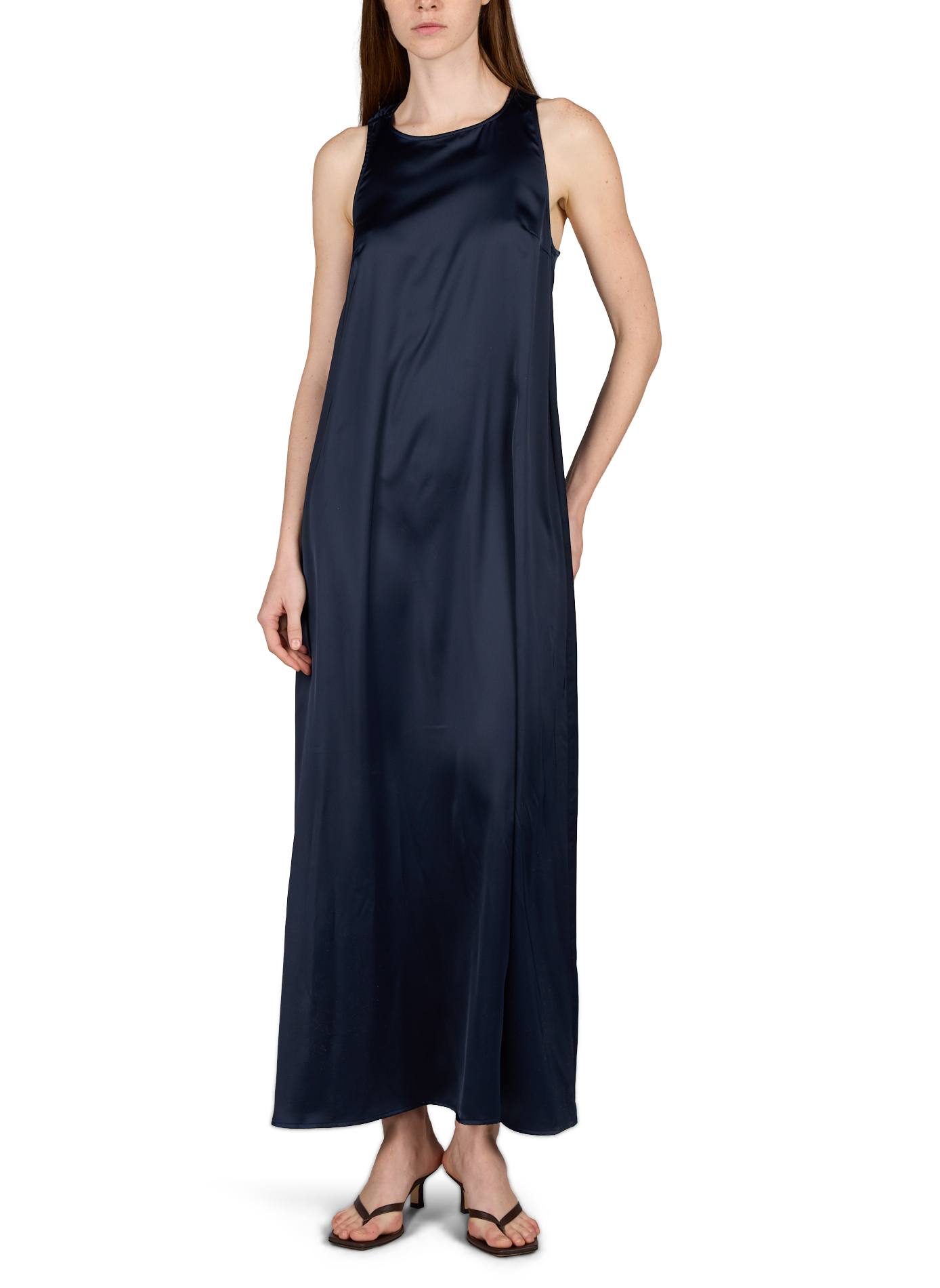 Robe longue sans manches satinée VILA Bleu