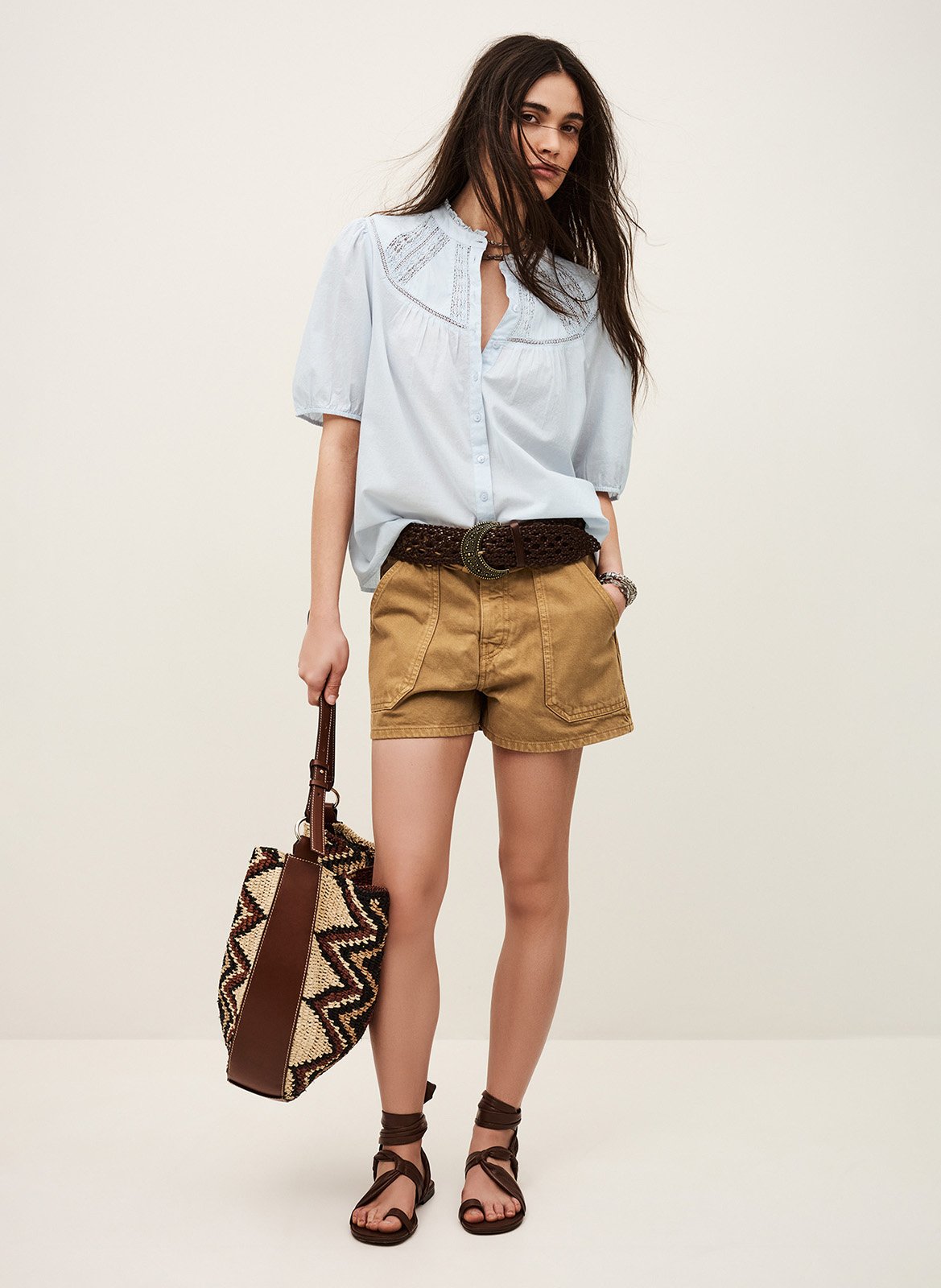 Chemise oversize en coton nella BA&SH Bleu