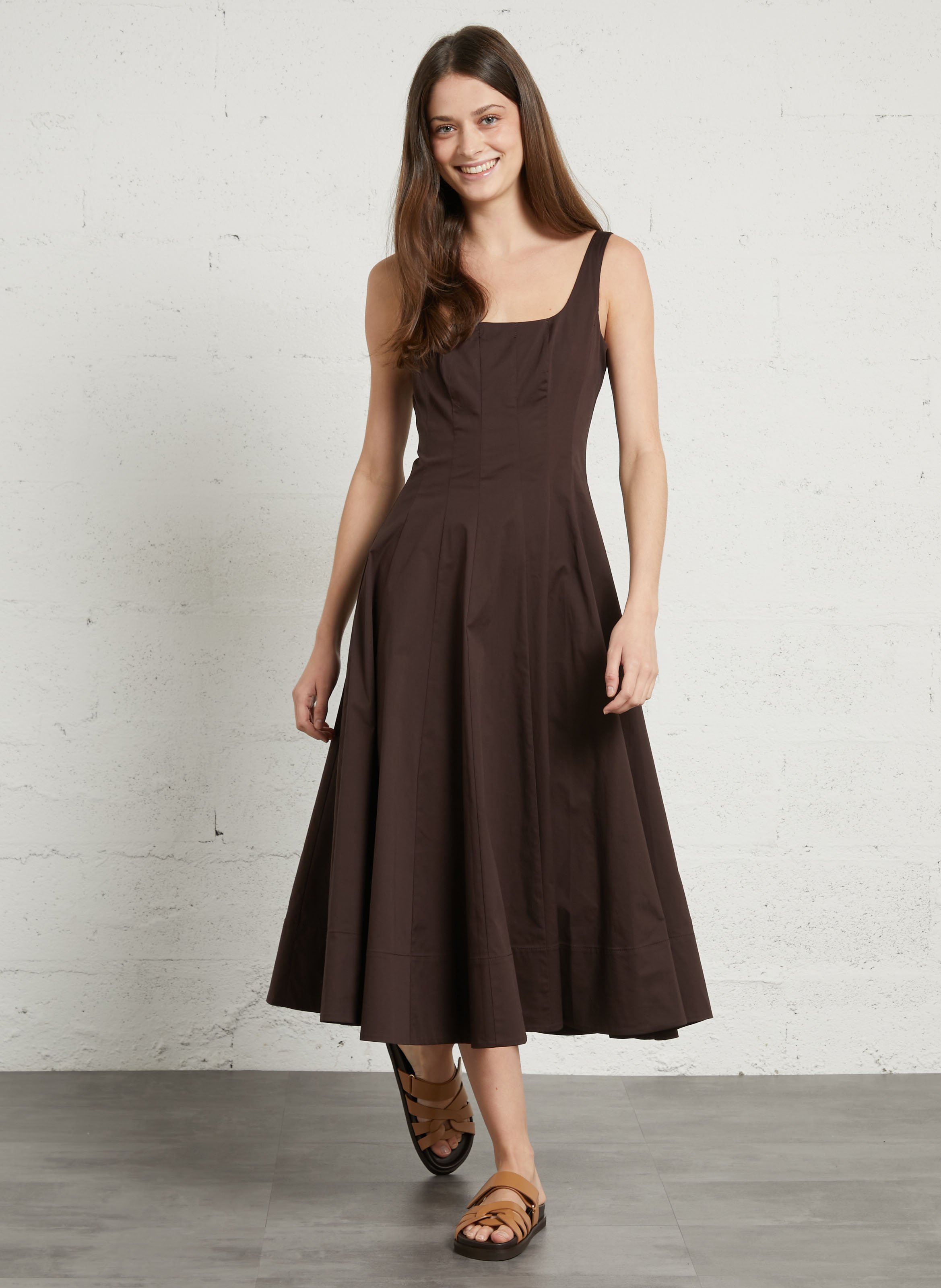 Sandales plates en cuir atlas BOBBIES Bruin