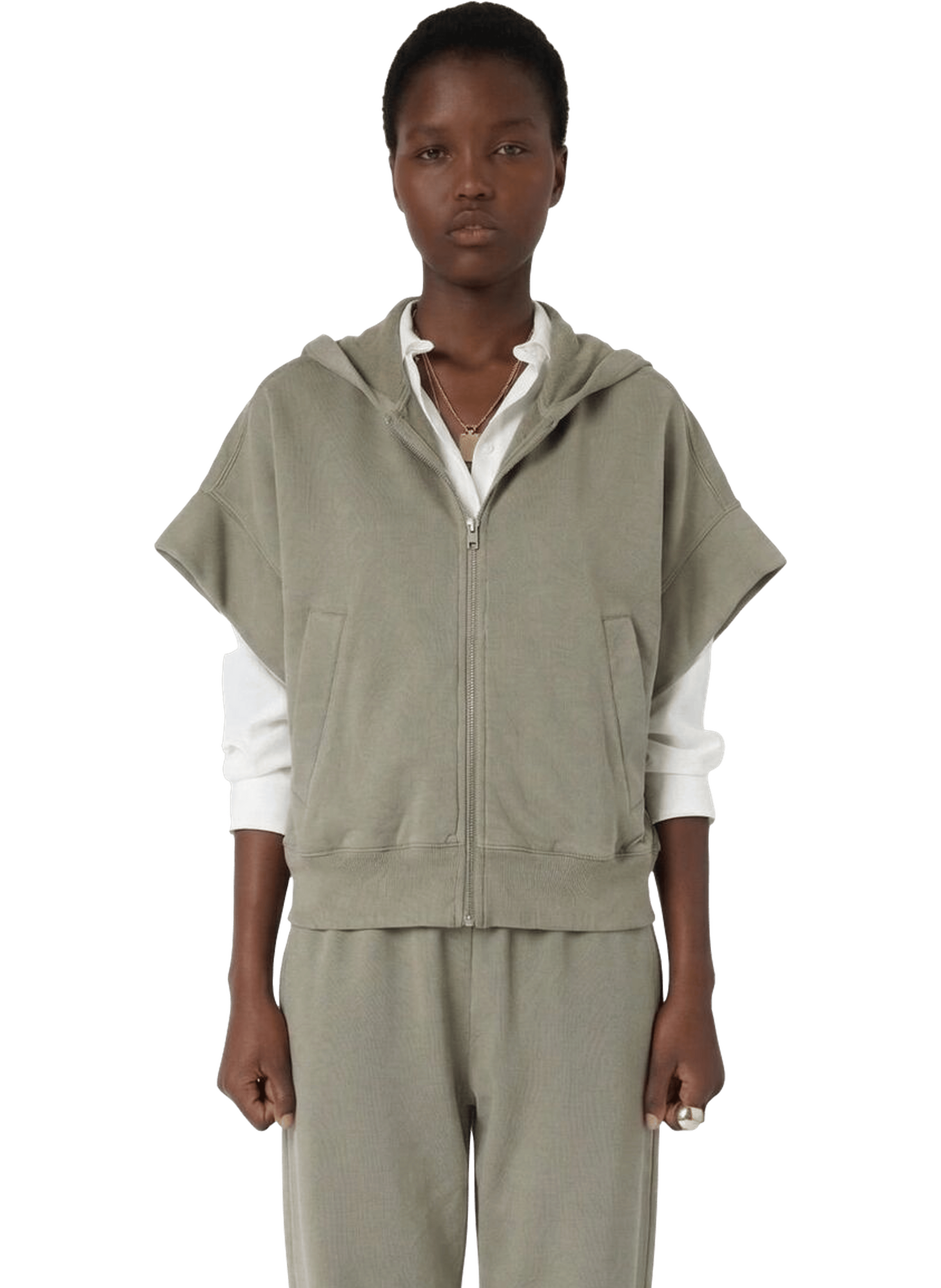 Sweat oversize à manches courtes et capuche - milene GERARD DAREL Vert