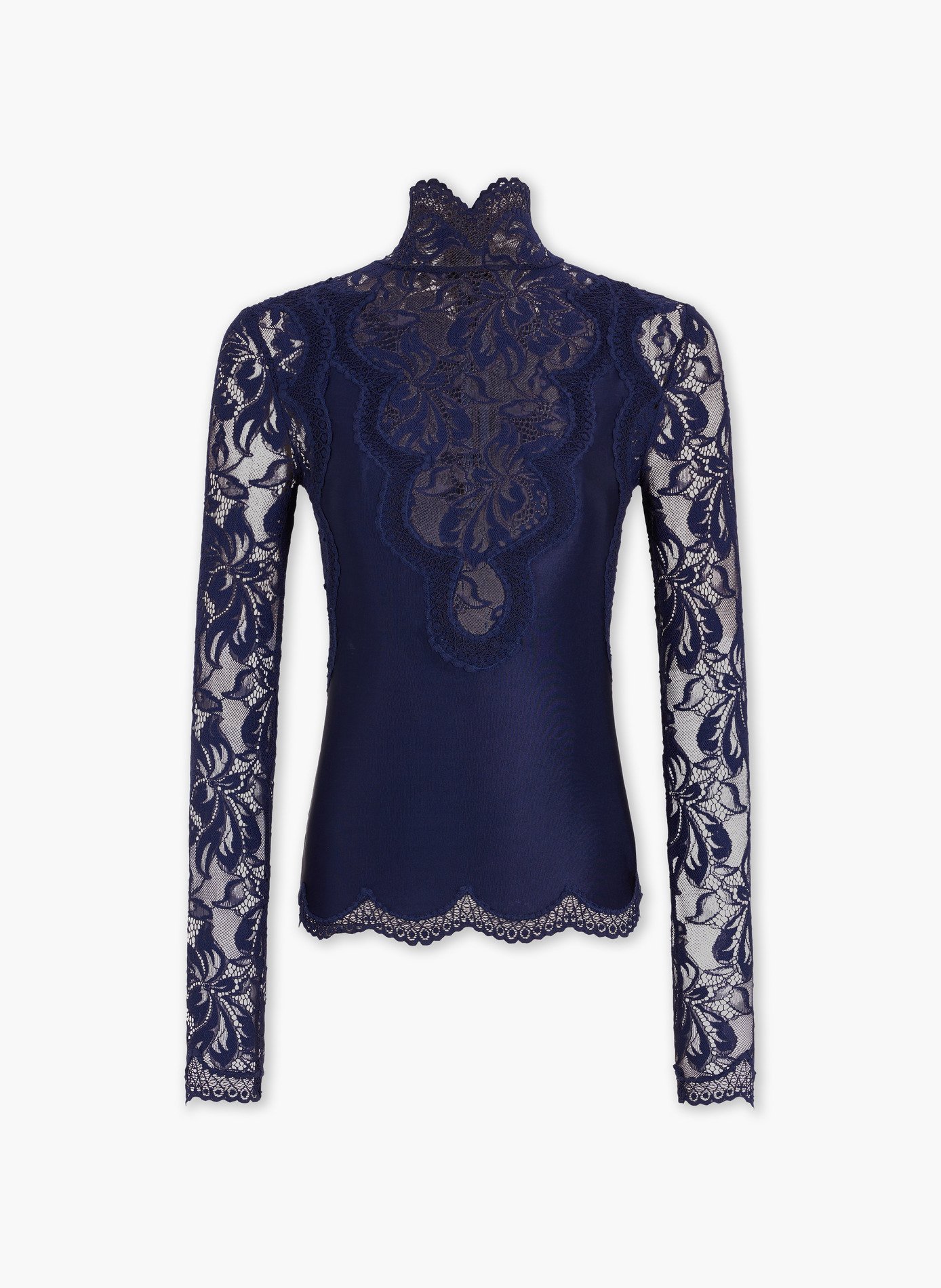 Top à manches longues en dentelle et jersey RABANNE Bleu