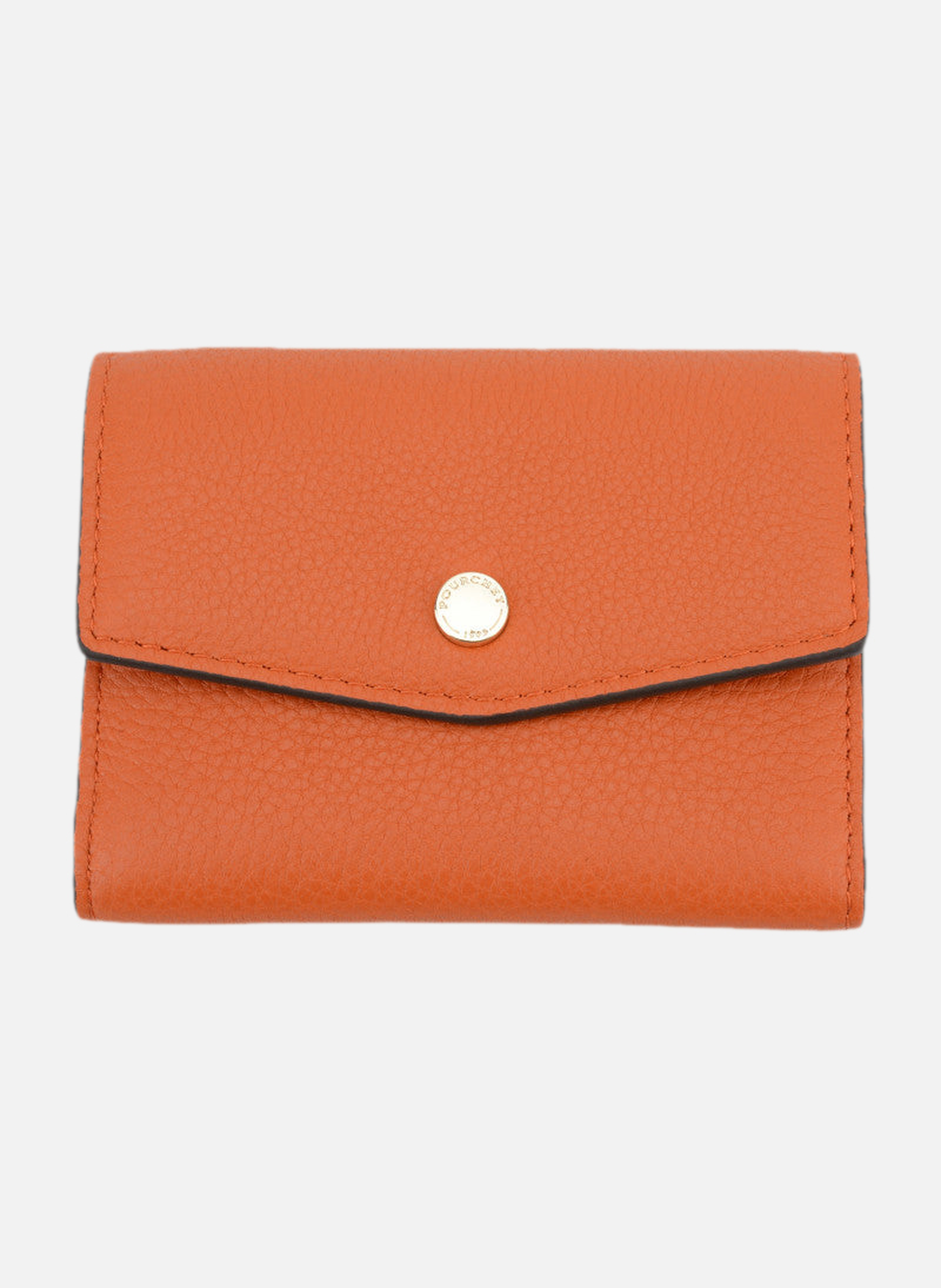 Club | porte-monnaie pm en cuir de veau | Orange POURCHET Femme