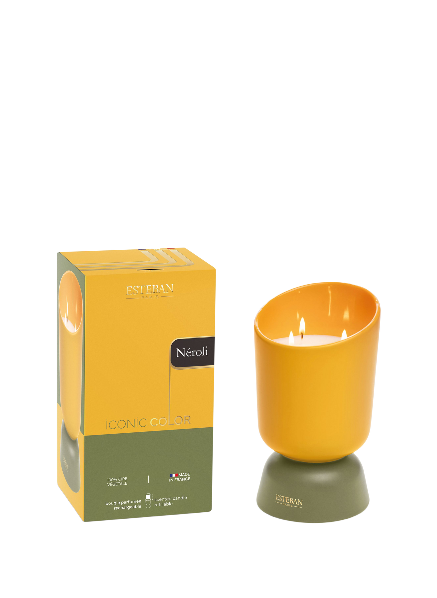 Iconic Color rechargeable scented candle Neroli 700g ESTEBAN Brown