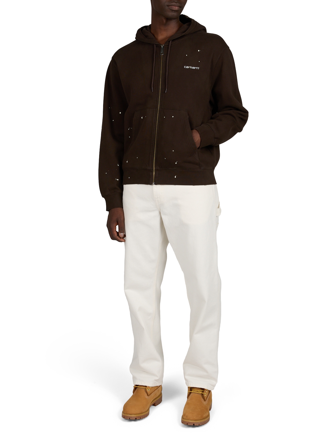 Hoodie ample brodé en coton CARHARTT WIP Marron
