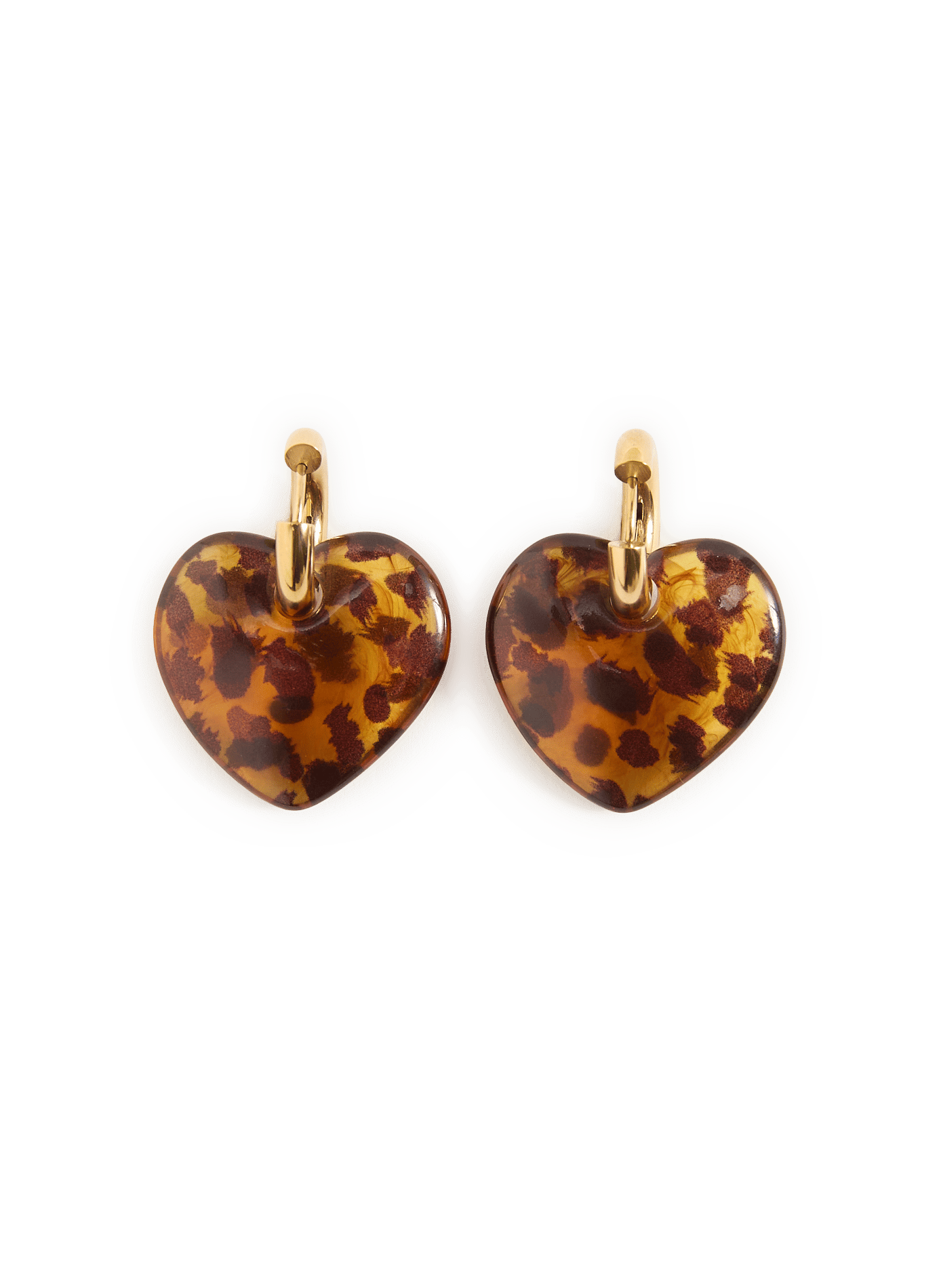 Boucles d'oreilles Coeur léopard AU PRINTEMPS PARIS Marron