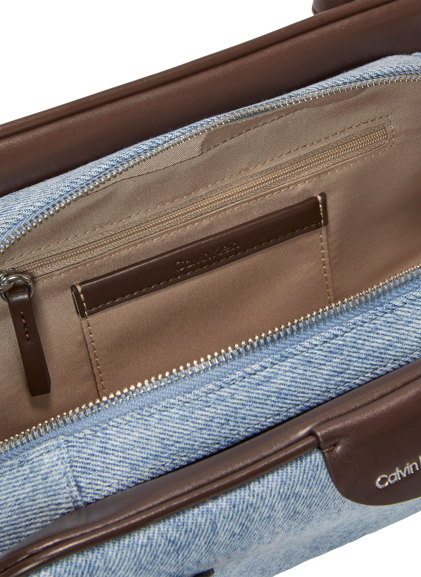 Emblem Trio cotton denim handbag CALVIN KLEIN Blue